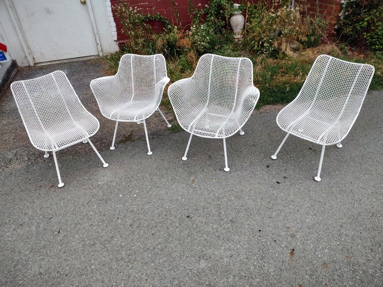 American Mid Century Modern Sculptura Outdoor Dining Chairs by Russell Woodard For Sale