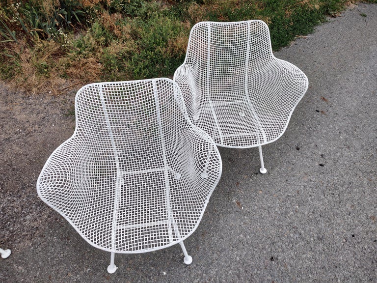 Painted Mid Century Modern Sculptura Outdoor Dining Chairs by Russell Woodard For Sale