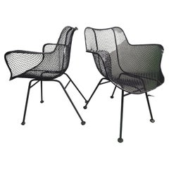Pair Mid-Century Modern Sculptura Dining Lounge Armchairs by Russell Woodard
