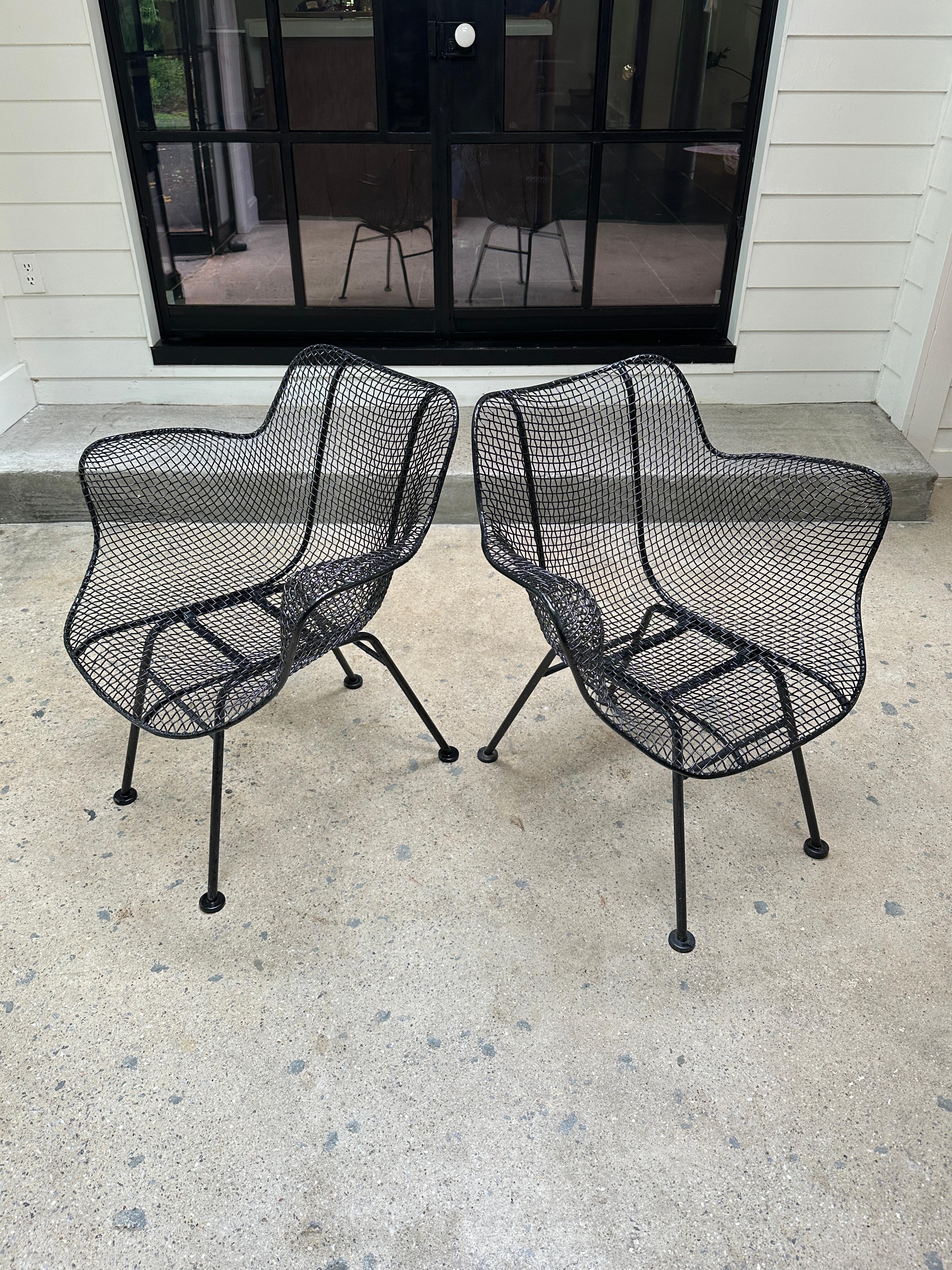 Metal Mid Century Modern Sculptura Patio and dining armchairs, set of 4