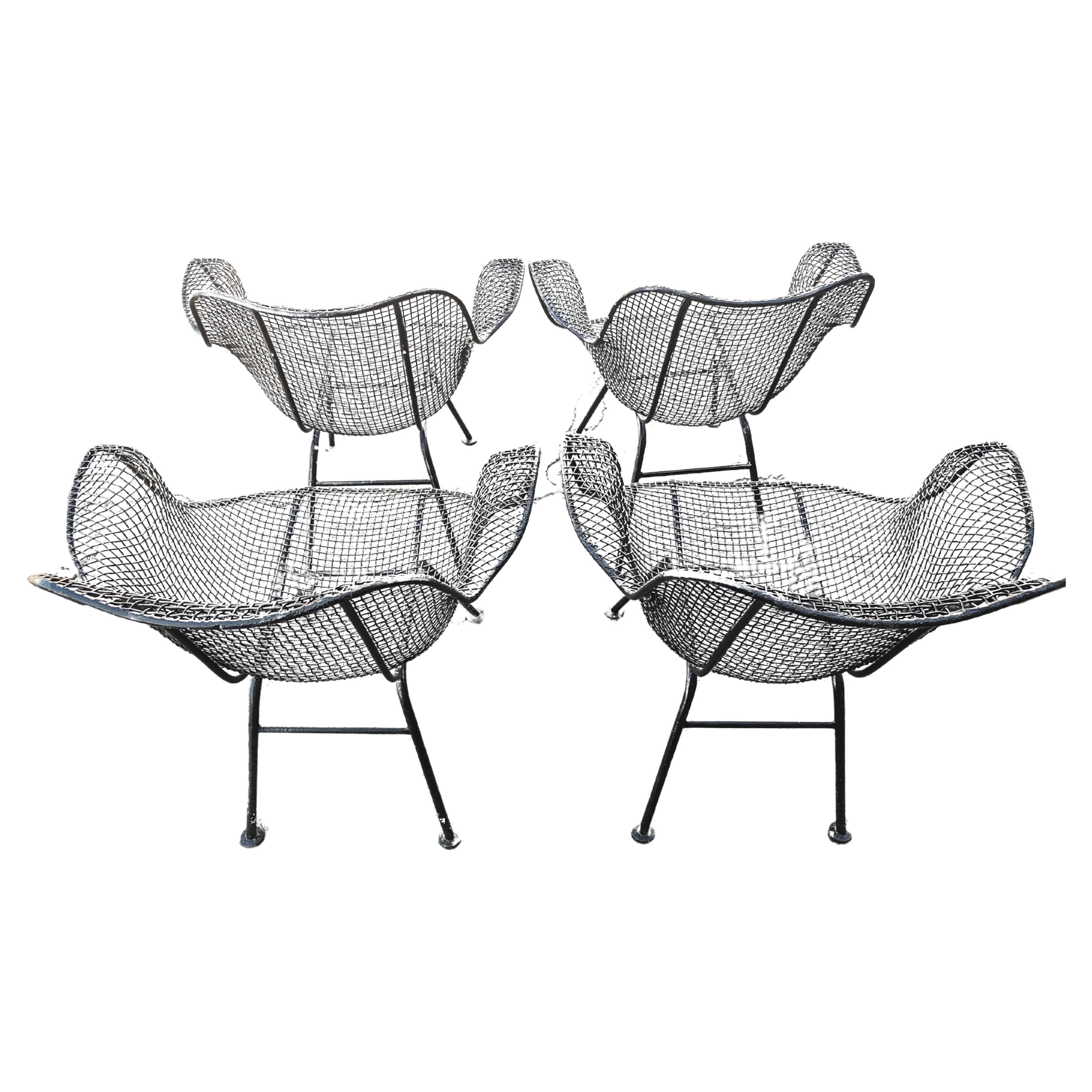 Hand-Crafted Mid Century Modern Sculptura Set of 4 Armchairs by Russell Woodard C1960 For Sale