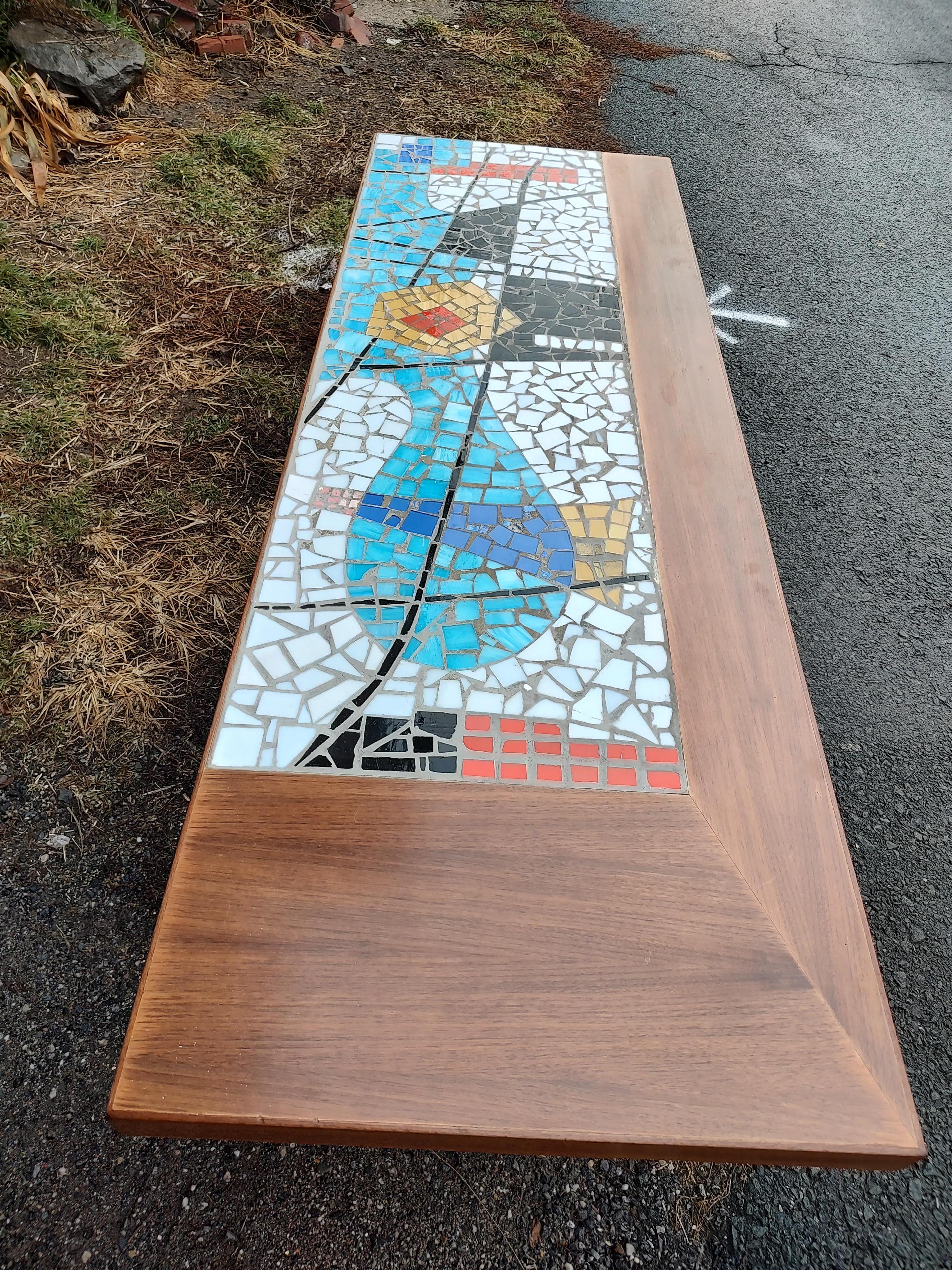 Art Glass Mid-Century Modern Sculptural Abstract Mosaic Glass Tile Cocktail Table, C1955 For Sale