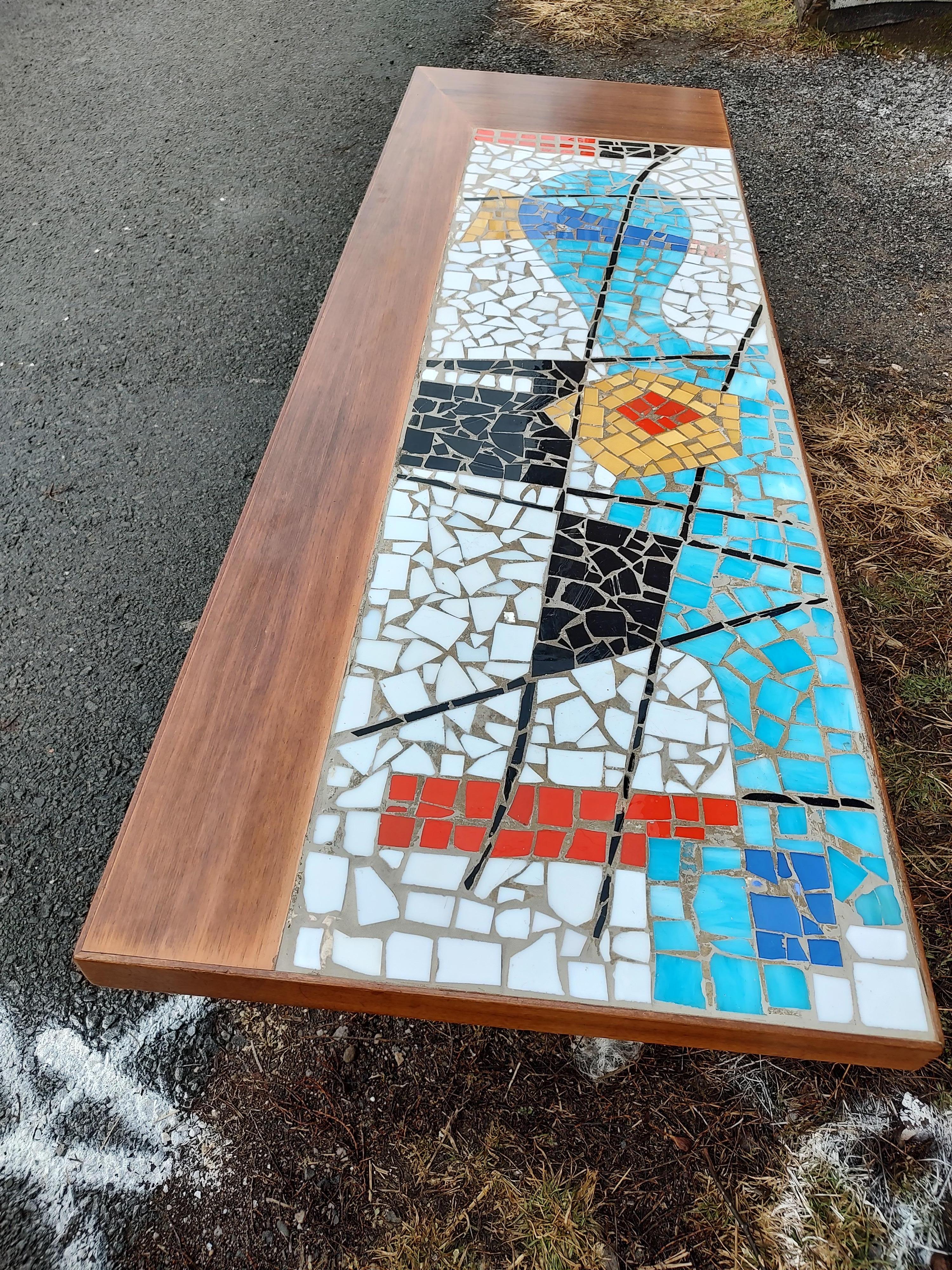 Mid-20th Century Mid-Century Modern Sculptural Abstract Mosaic Glass Tile Cocktail Table, C1955 For Sale