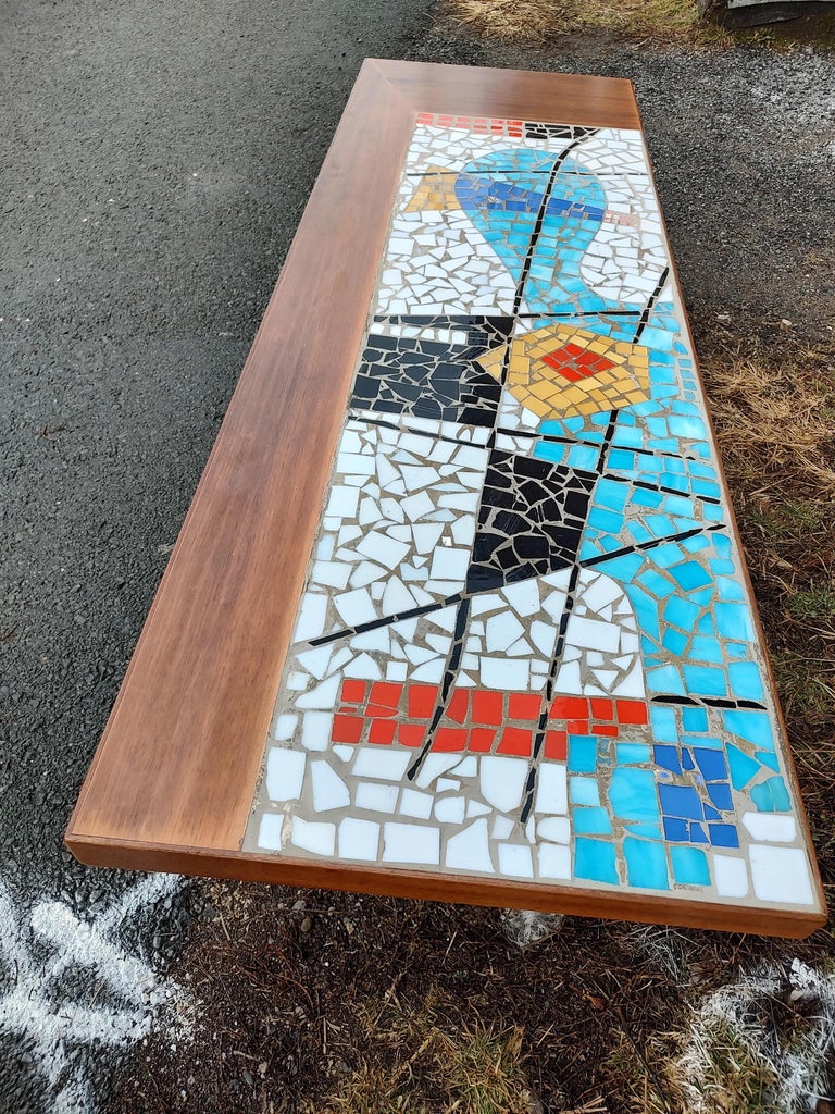 Mid-Century Modern Sculptural Abstract Mosaic Glass Tile Cocktail Table ...