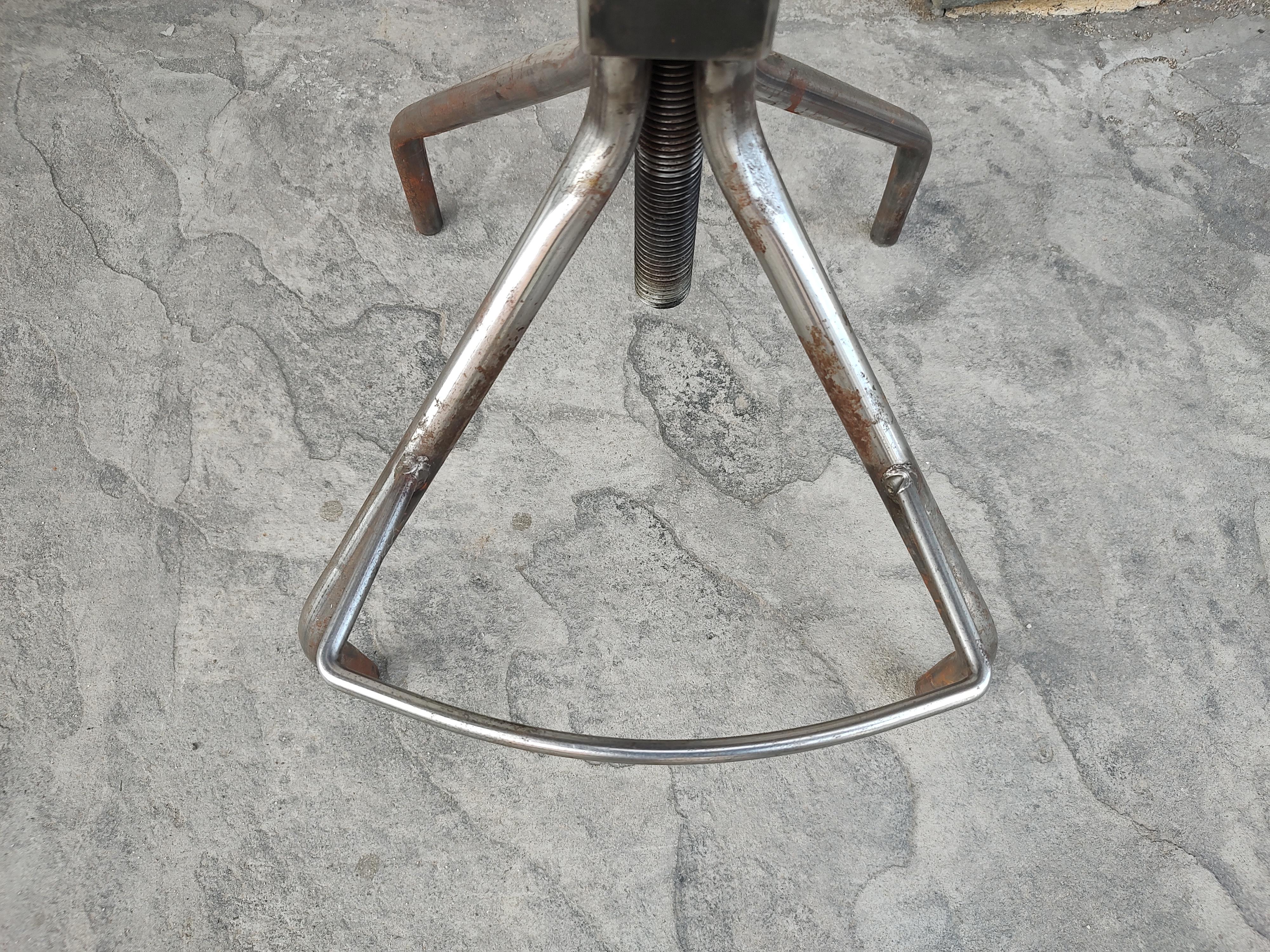 Hand-Crafted Mid-Century Modern Sculptural Adjustable Stool for Work Draftsman