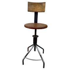 Retro Mid-Century Modern Sculptural Adjustable Stool for Work Draftsman