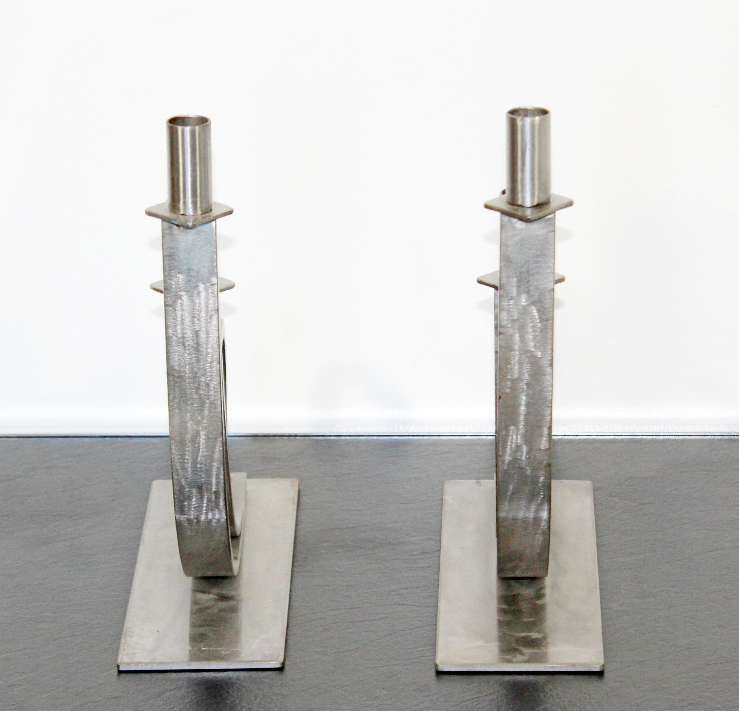 Mid-Century Modern Sculptural Aluminum Candleholders Studio Artist Haghiri, Pair 2