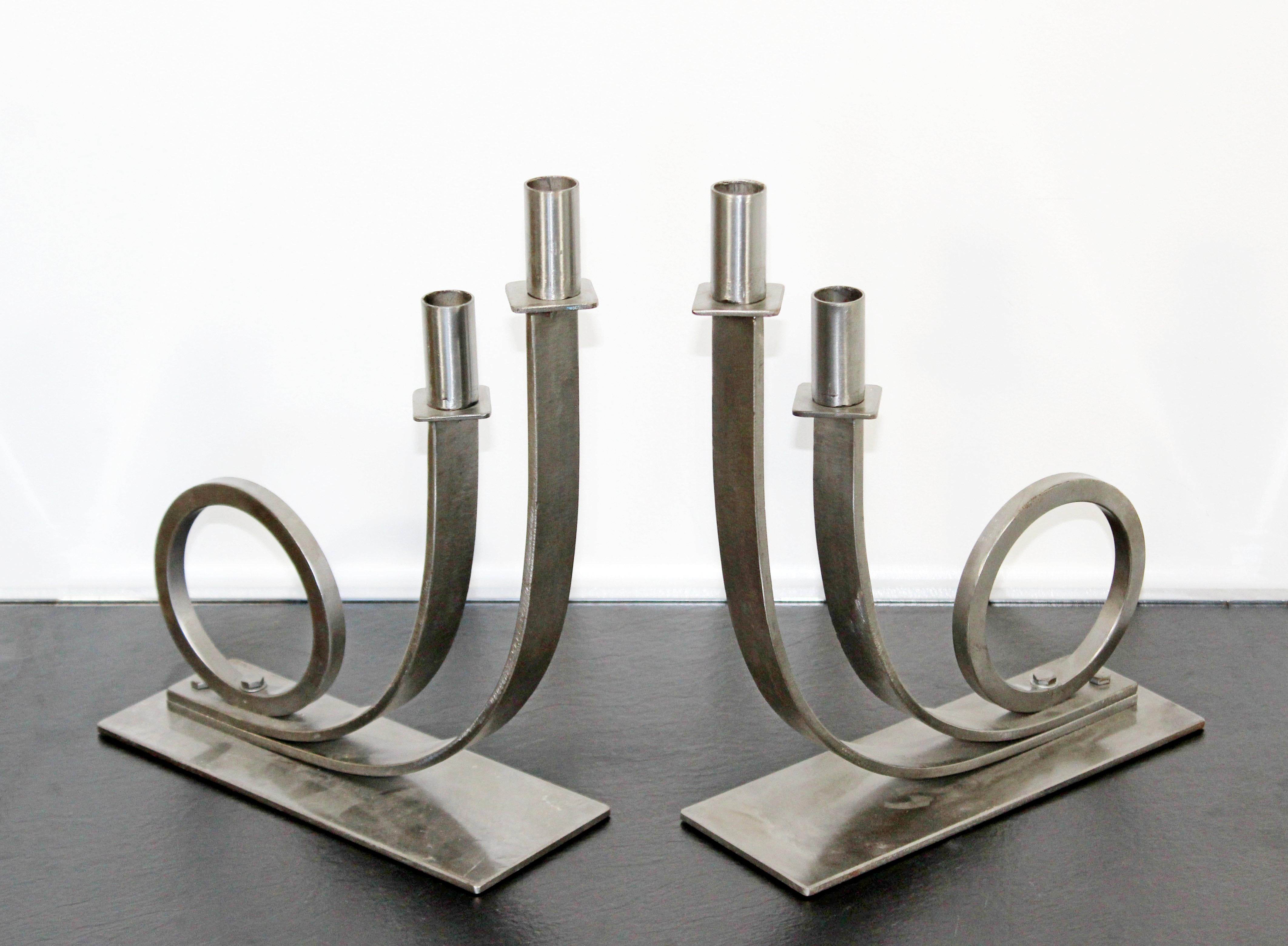 Mid-Century Modern Sculptural Aluminum Candleholders Studio Artist Haghiri, Pair 3