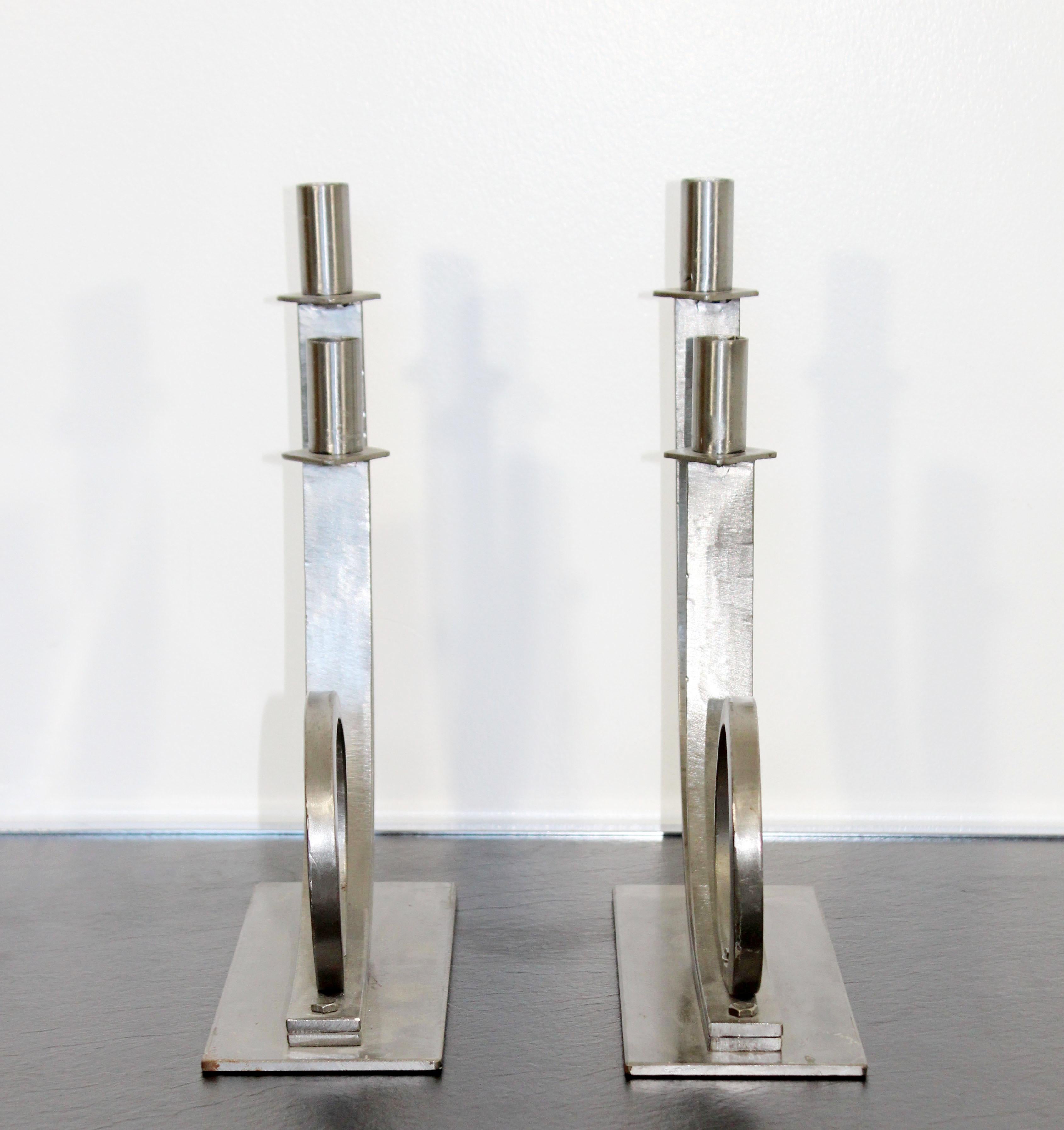 Mid-Century Modern Sculptural Aluminum Candleholders Studio Artist Haghiri, Pair 4