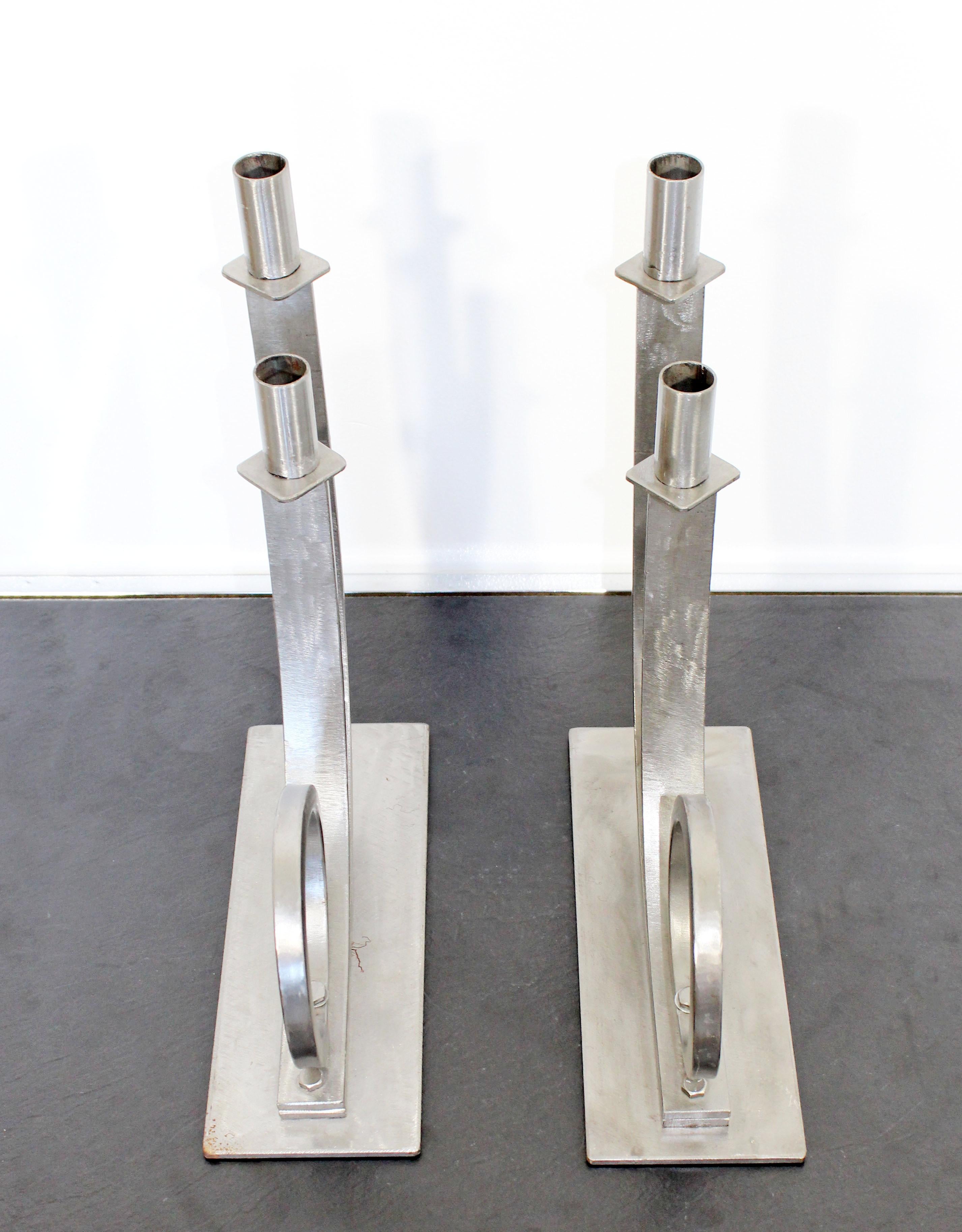 Mid-Century Modern Sculptural Aluminum Candleholders Studio Artist Haghiri, Pair 5