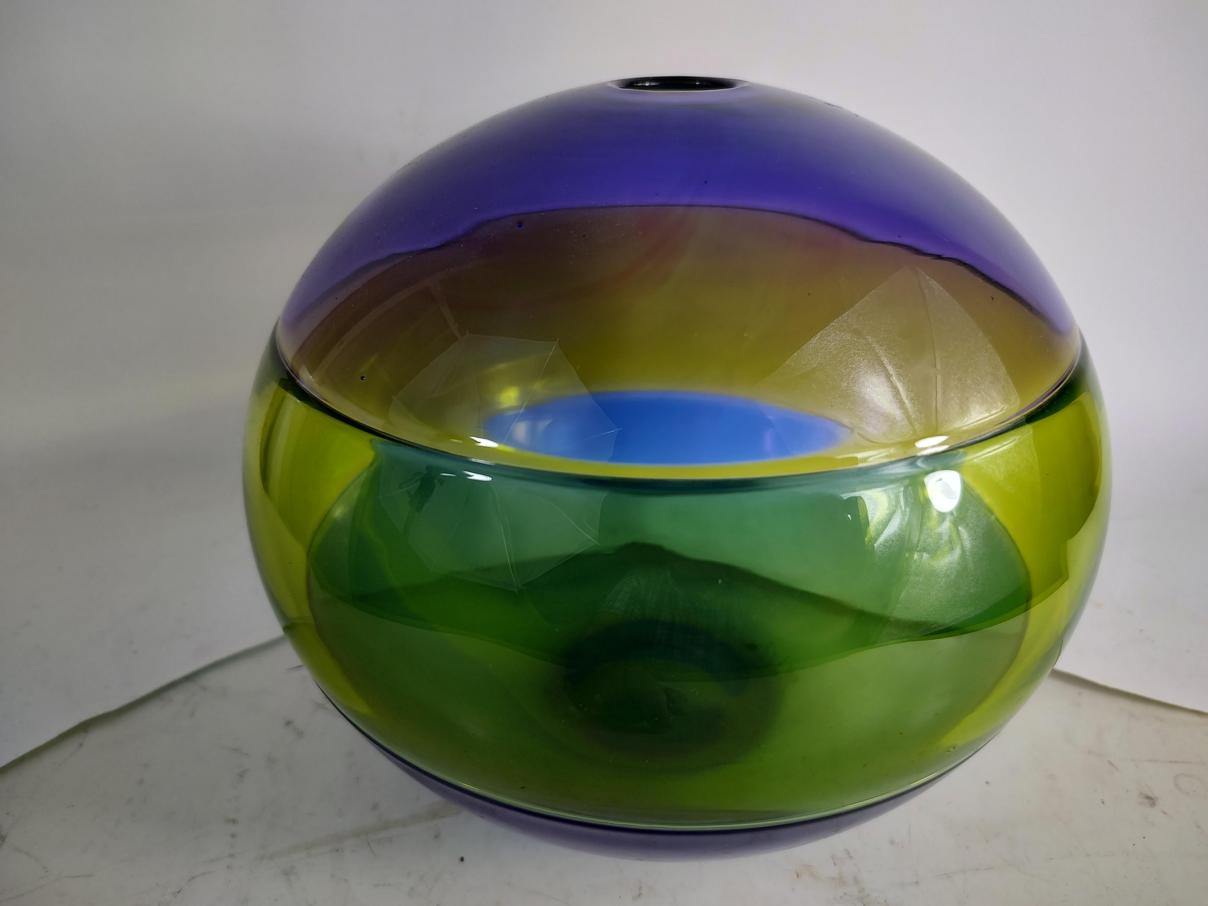 Mid-Century Modern Sculptural Art Glass Vase Bowl Sculpture For Sale 1