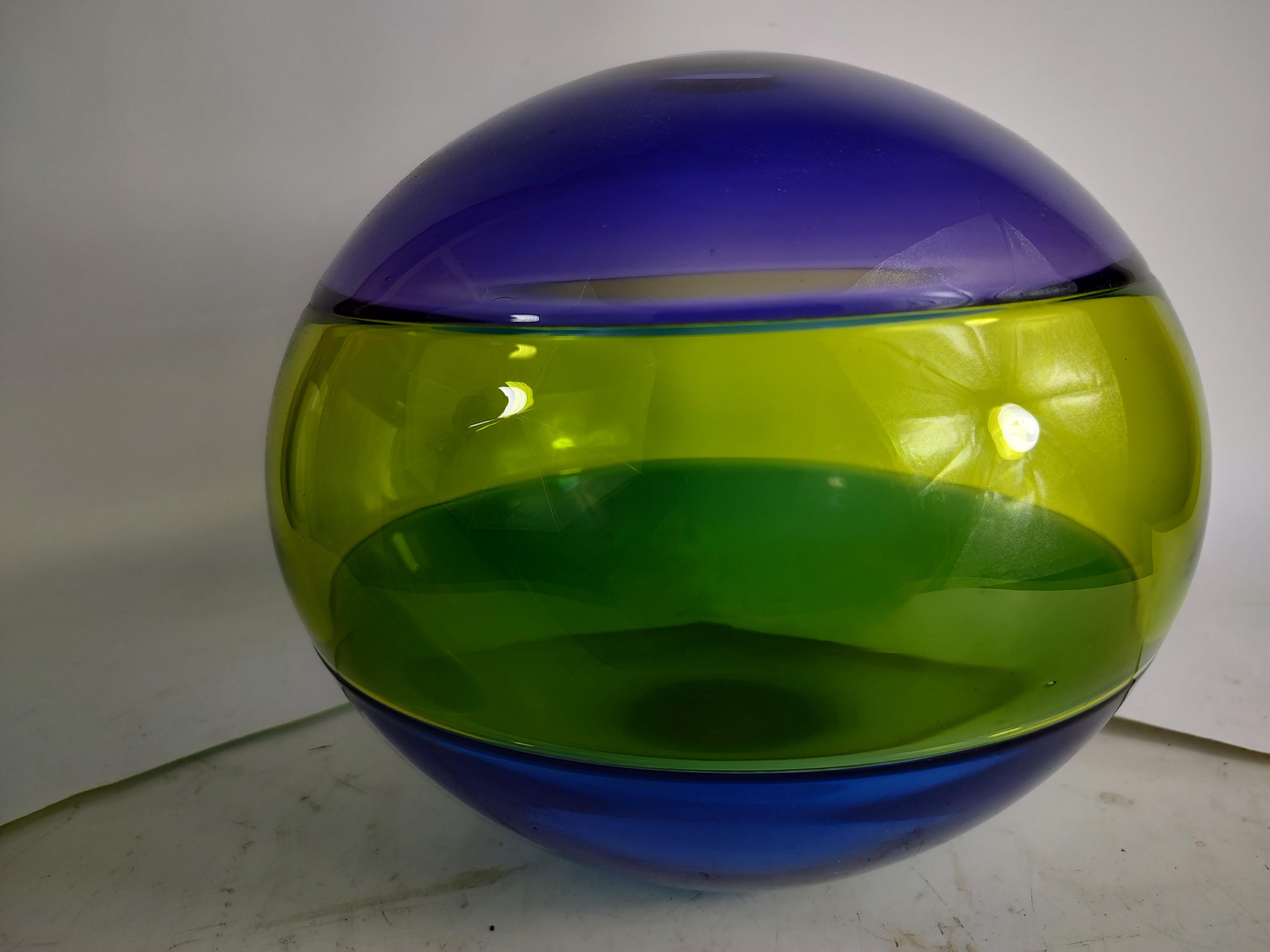 Mid-Century Modern Sculptural Art Glass Vase Bowl Sculpture For Sale 2