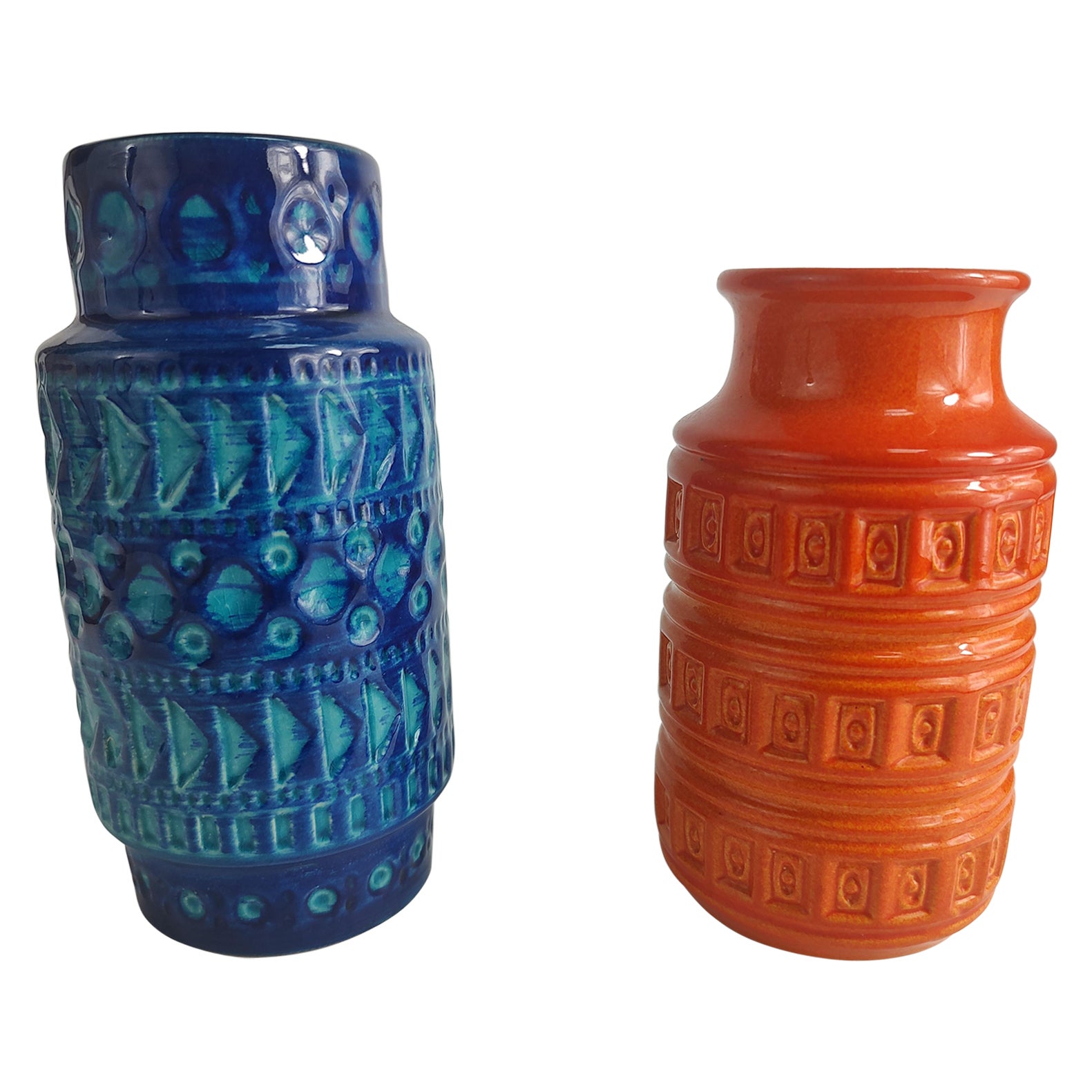 Mid-20th Century Mid Century Modern Sculptural Art Pottery Vases Scheurich & Bay West Germany For Sale