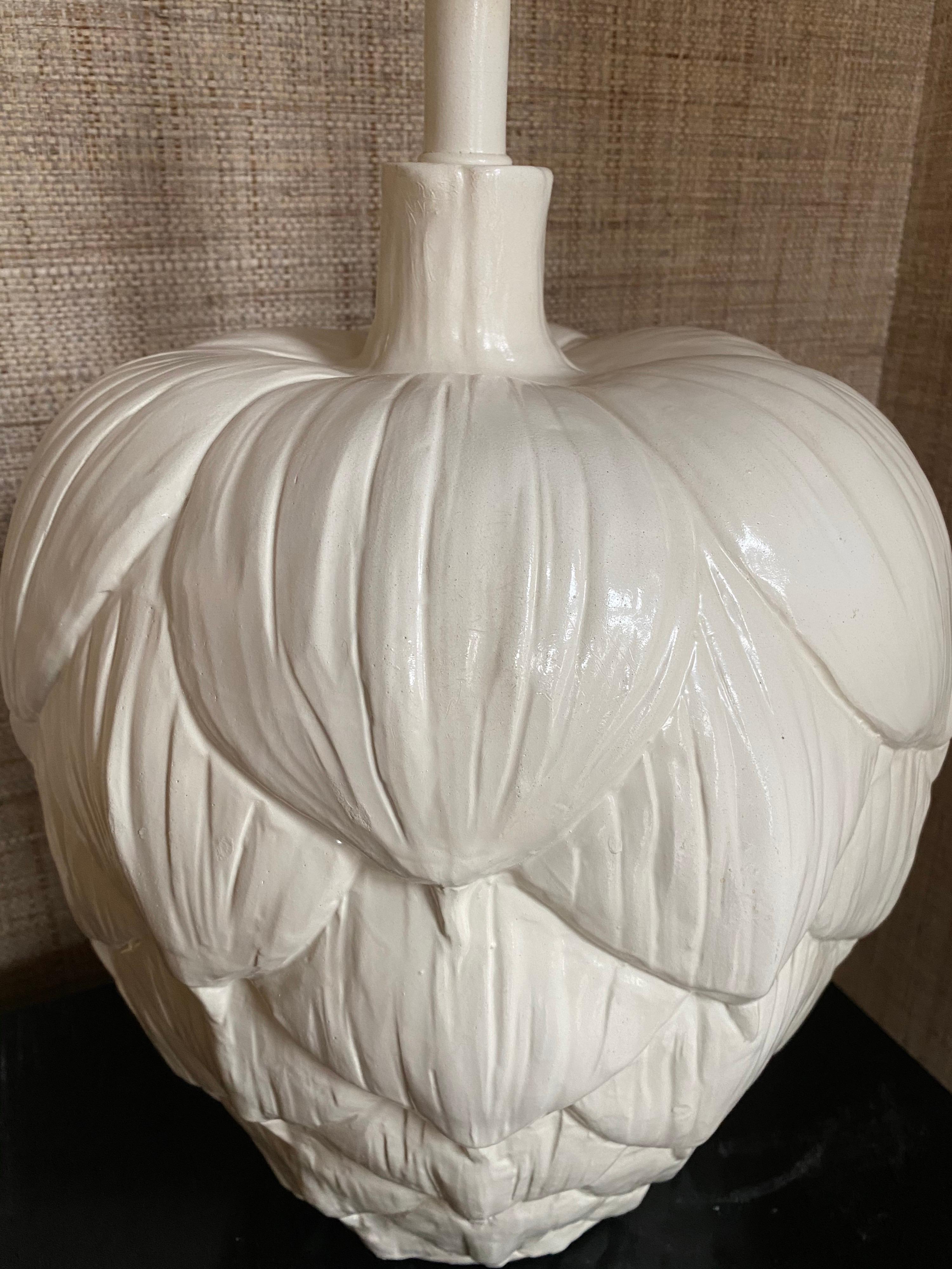 Mid-20th Century Mid-Century Modern Sculptural Artichoke Leaf Plaster Table Lamp, 1960s For Sale