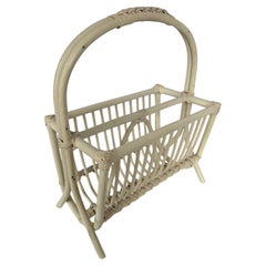 Mid Century Modern Sculptural Bamboo Magazine Rack Holder, Franco Albini Style