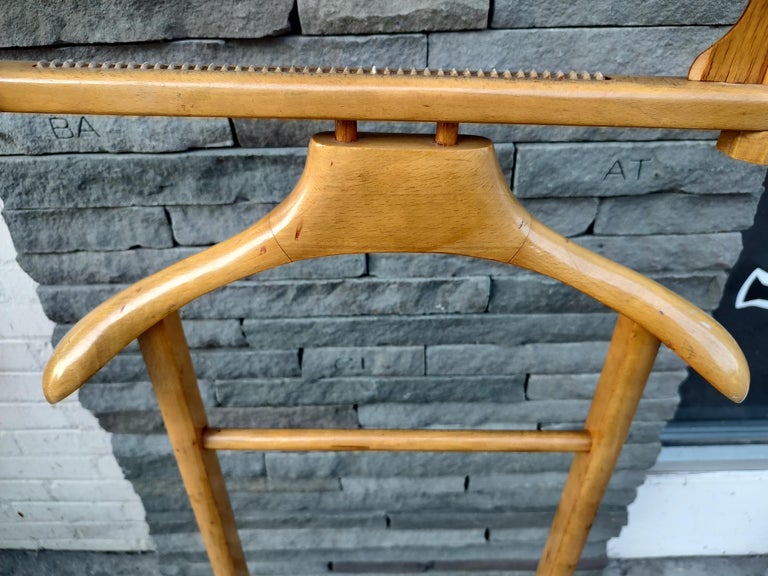MidCentury Modern Sculptural Beech Clothing Valet Made in Italy For