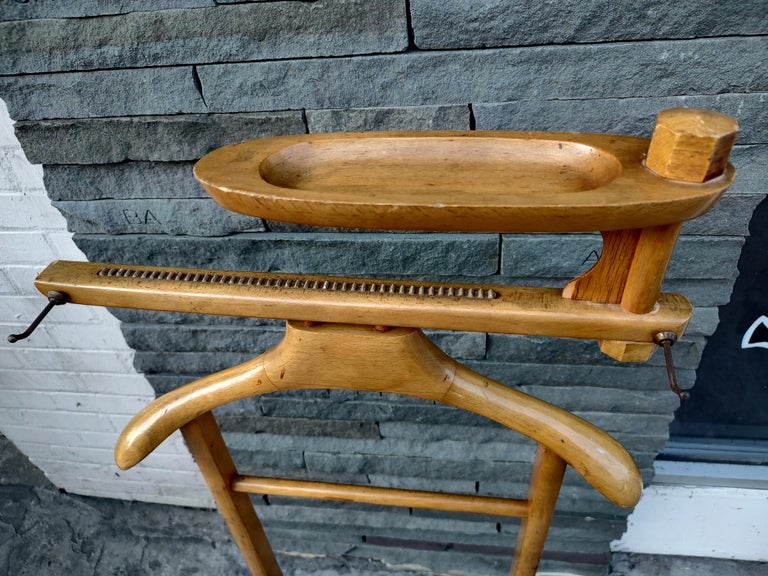 MidCentury Modern Sculptural Beech Clothing Valet Made in Italy For