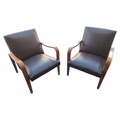 Mid Century Modern Sculptural Bent Arm Lounge Chairs in Birch by Thonet
