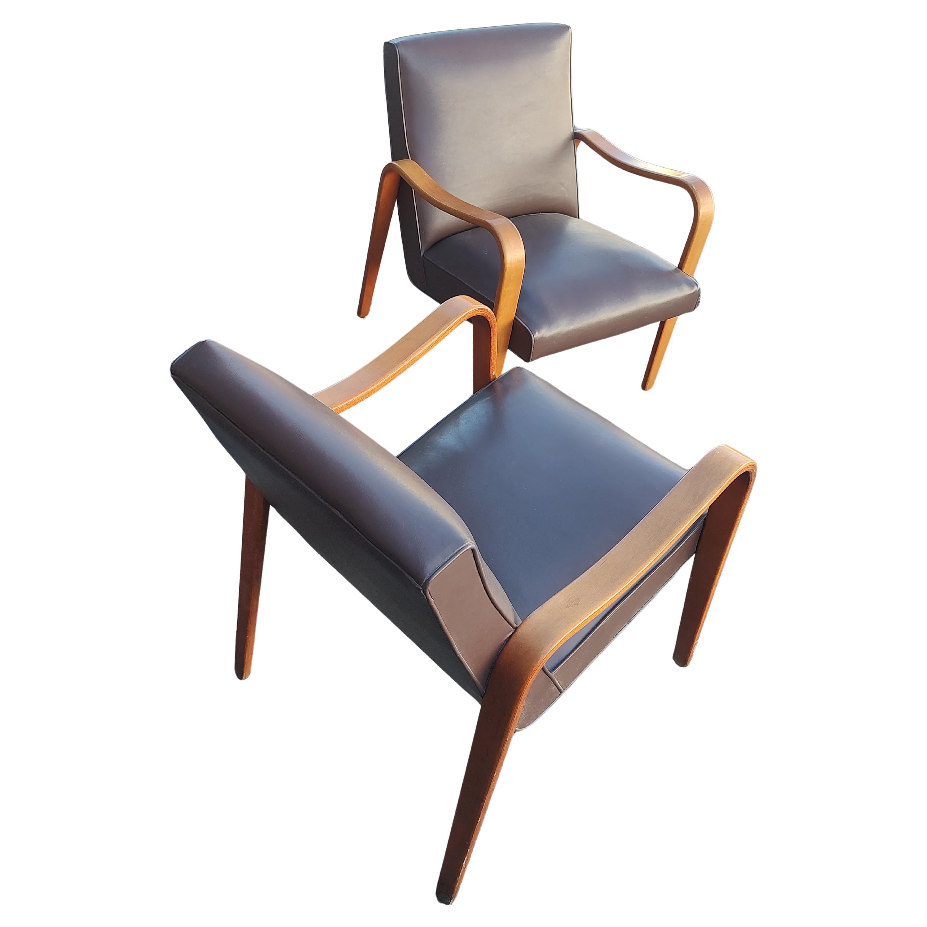 Mid-20th Century Mid Century Modern Sculptural Bent Arm Lounge Chairs in Birch by Thonet For Sale