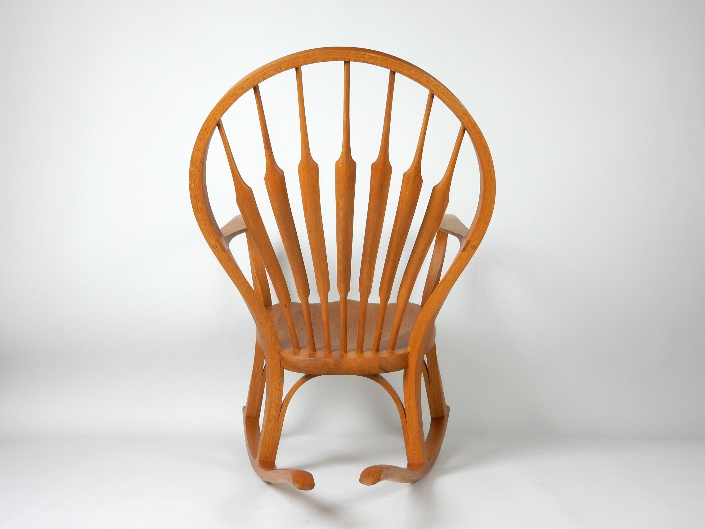 Oak Mid-Century Modern Sculptural Bentwood Rocking Art Chair For Sale