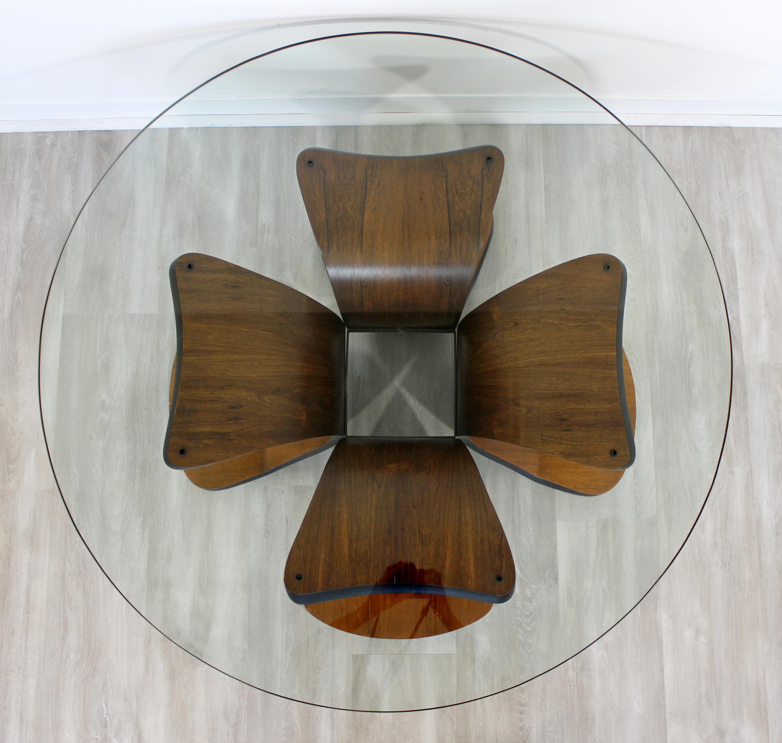 Mid-Century Modern Sculptural Bentwood Walnut Rosewood Glass Coffee Table, 1960s 1