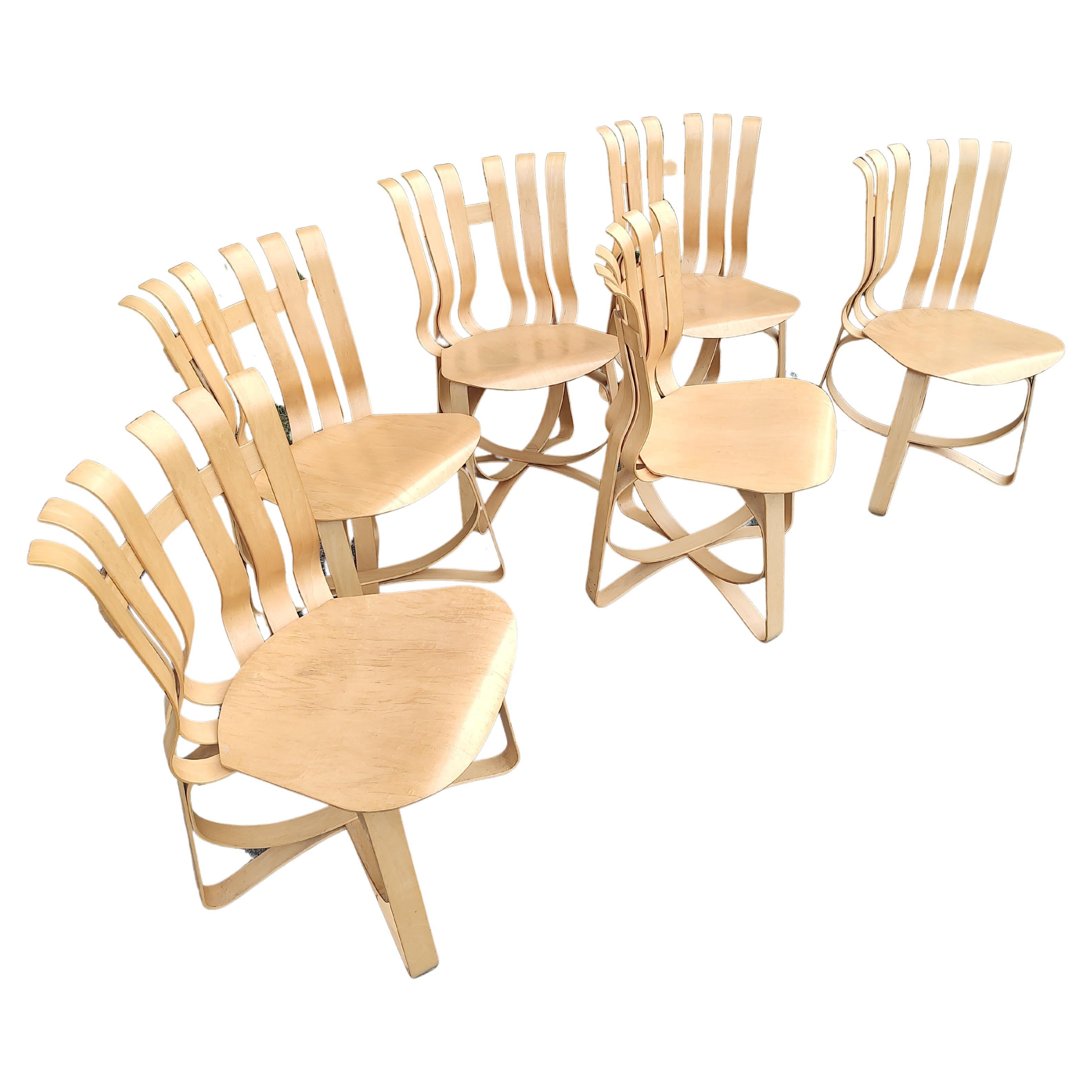 6 chaises sculpturales en bouleau mi-siècle modernes Hat Trick de Frank Gehry - Knoll en vente 4