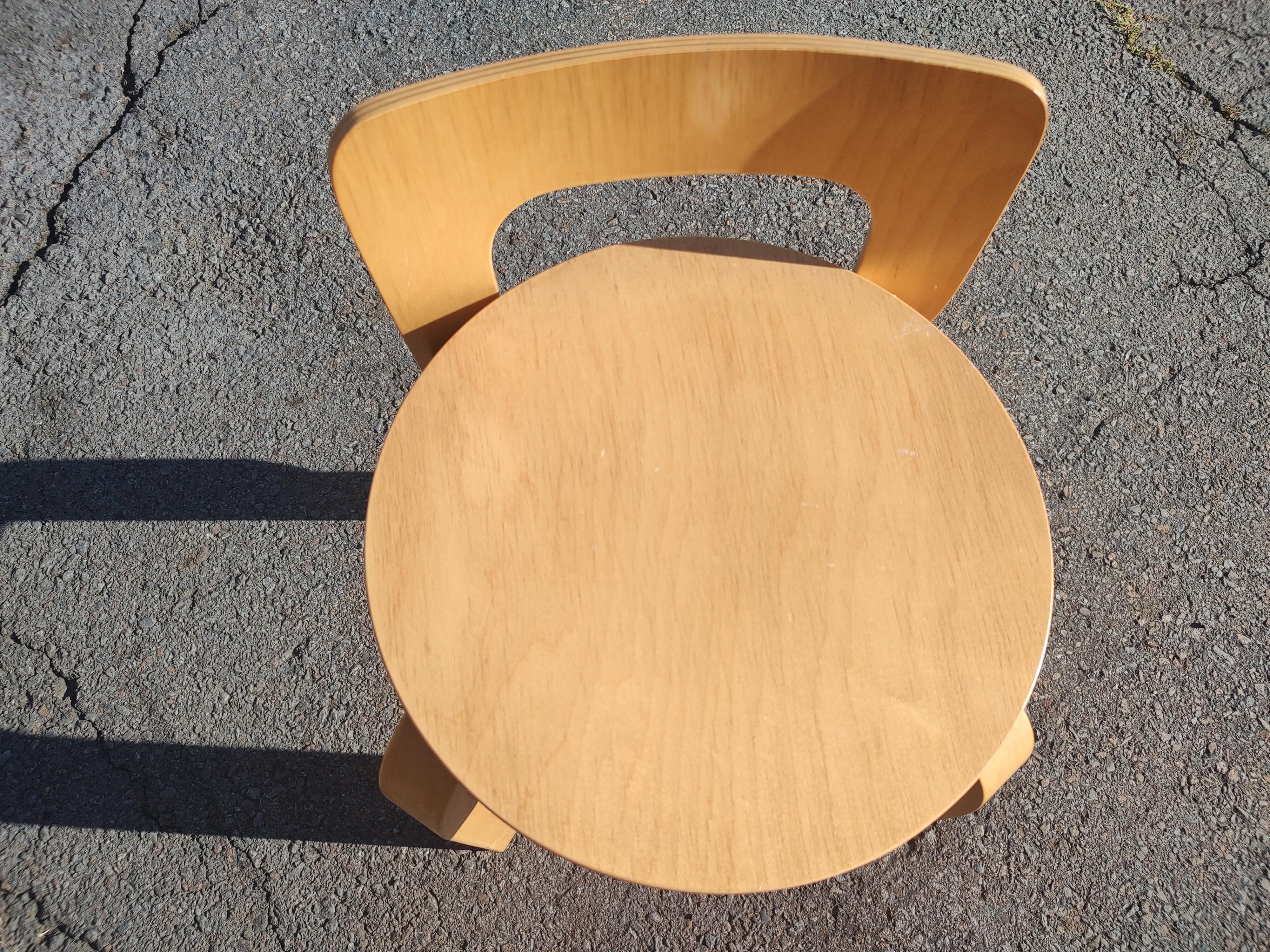 Mid Century Modern Sculptural Birch Stool with Back by Alvar Aalto 1