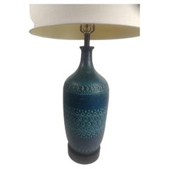 Retro Mid Century Modern Sculptural Bitossi Rimini Blue Table Lamp C1960