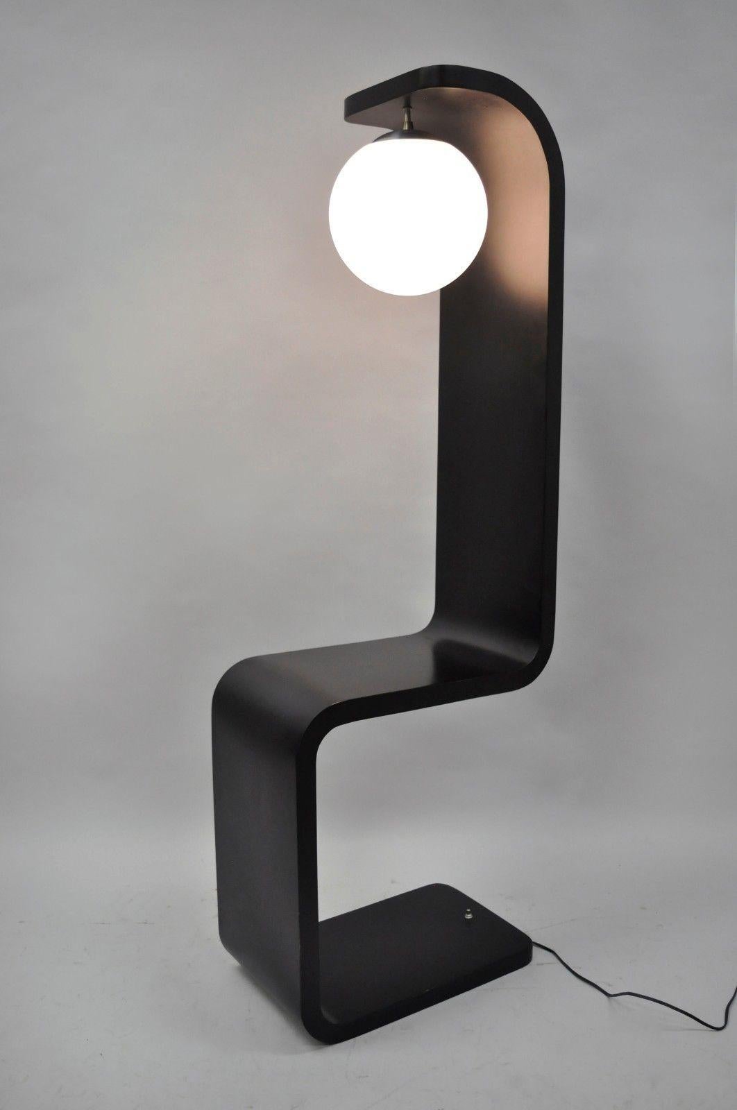 Mid-Century Modern Sculptural Black Chrome Floor Lamp Attributed to Modeline 6