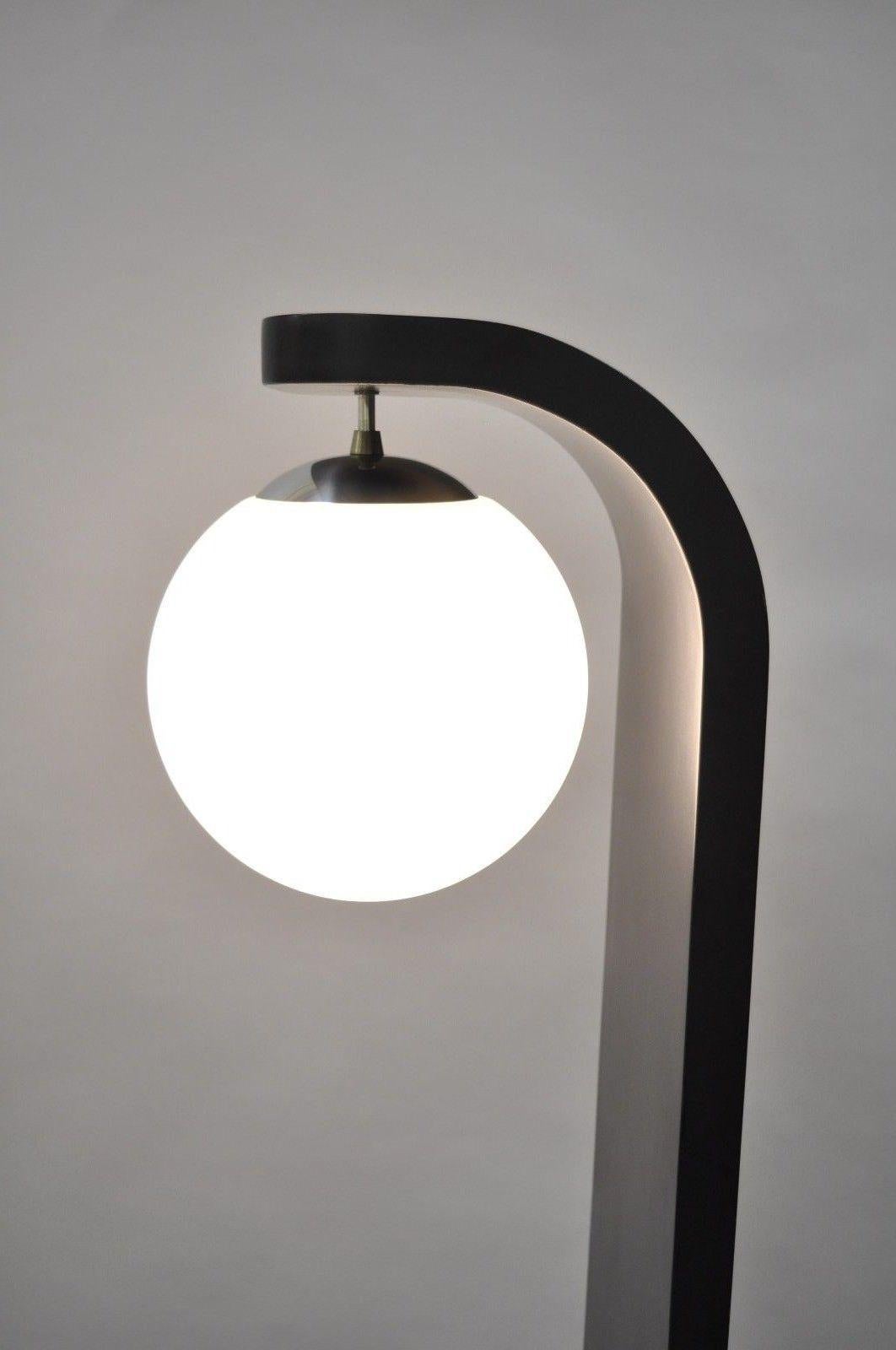 Plastic Mid-Century Modern Sculptural Black Chrome Floor Lamp Attributed to Modeline