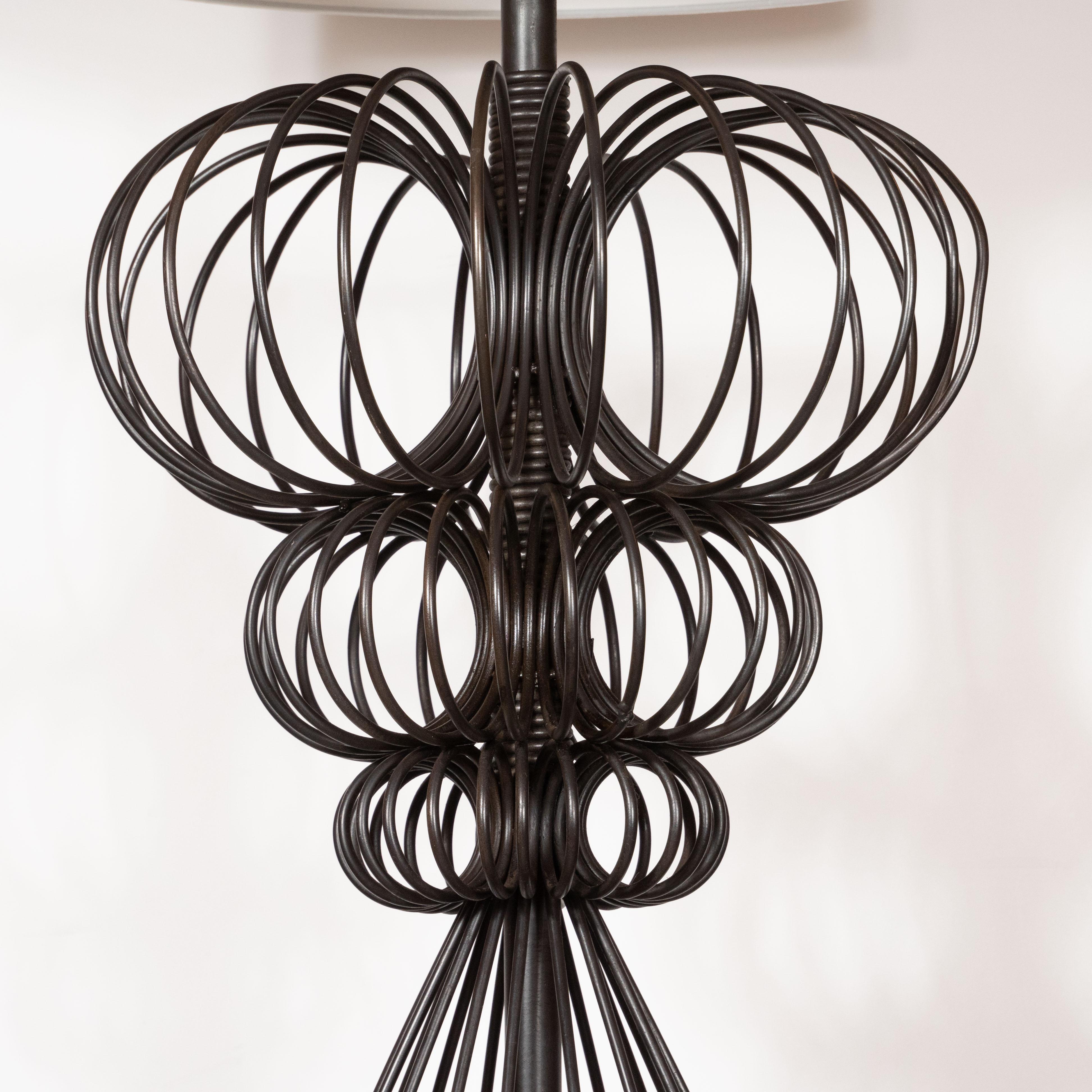American Mid-Century Modern Sculptural Black Iron Floor Lamp