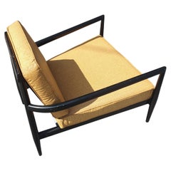 Sedia da salotto scultorea in lacca nera del Mid Century Modern di Paul McCobb