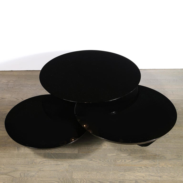 MidCentury Modern Sculptural Black Lacquer Three Tier Cocktail Table at 1stDibs black