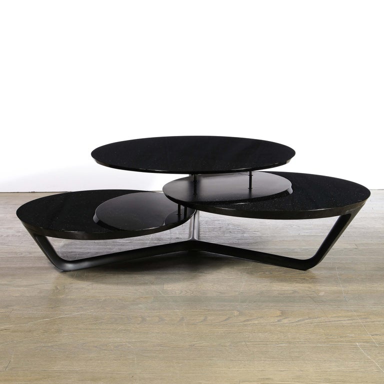 MidCentury Modern Sculptural Black Lacquer Three Tier Cocktail Table at 1stDibs black