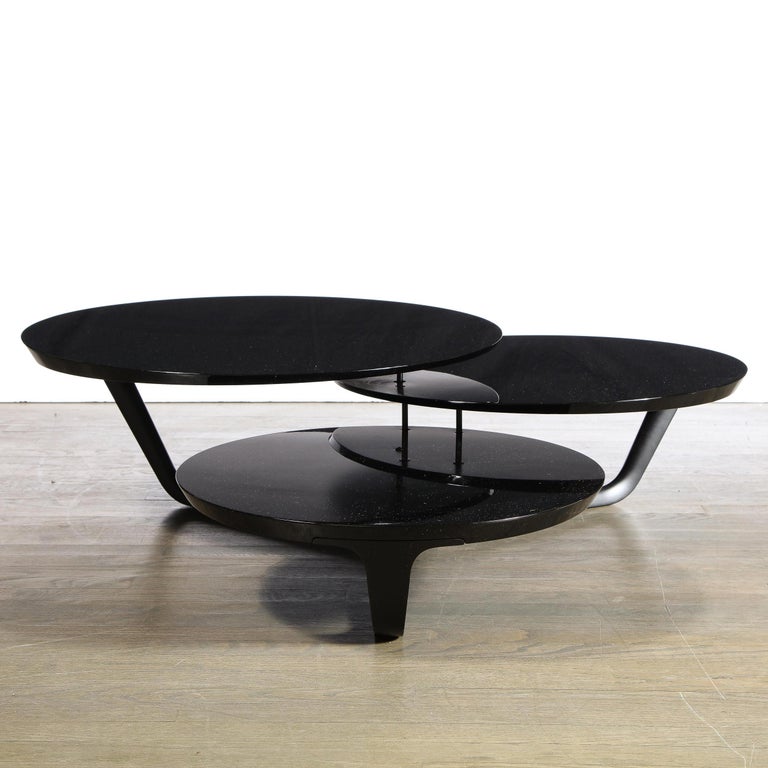 MidCentury Modern Sculptural Black Lacquer Three Tier Cocktail Table at 1stDibs black