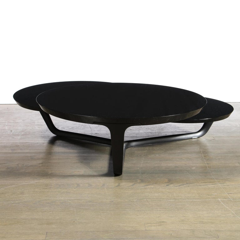 MidCentury Modern Sculptural Black Lacquer Three Tier Cocktail Table at 1stDibs black