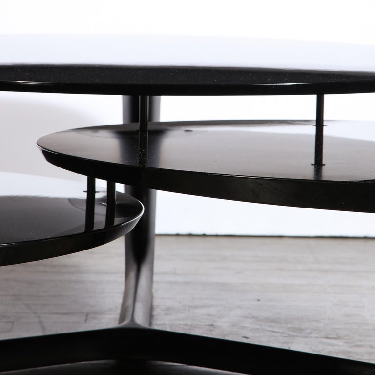 MidCentury Modern Sculptural Black Lacquer Three Tier Cocktail Table at 1stDibs black