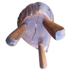 Mid-Century Modern Skulpturale Schwarznussbaum Adirondack Styled Fußhocker