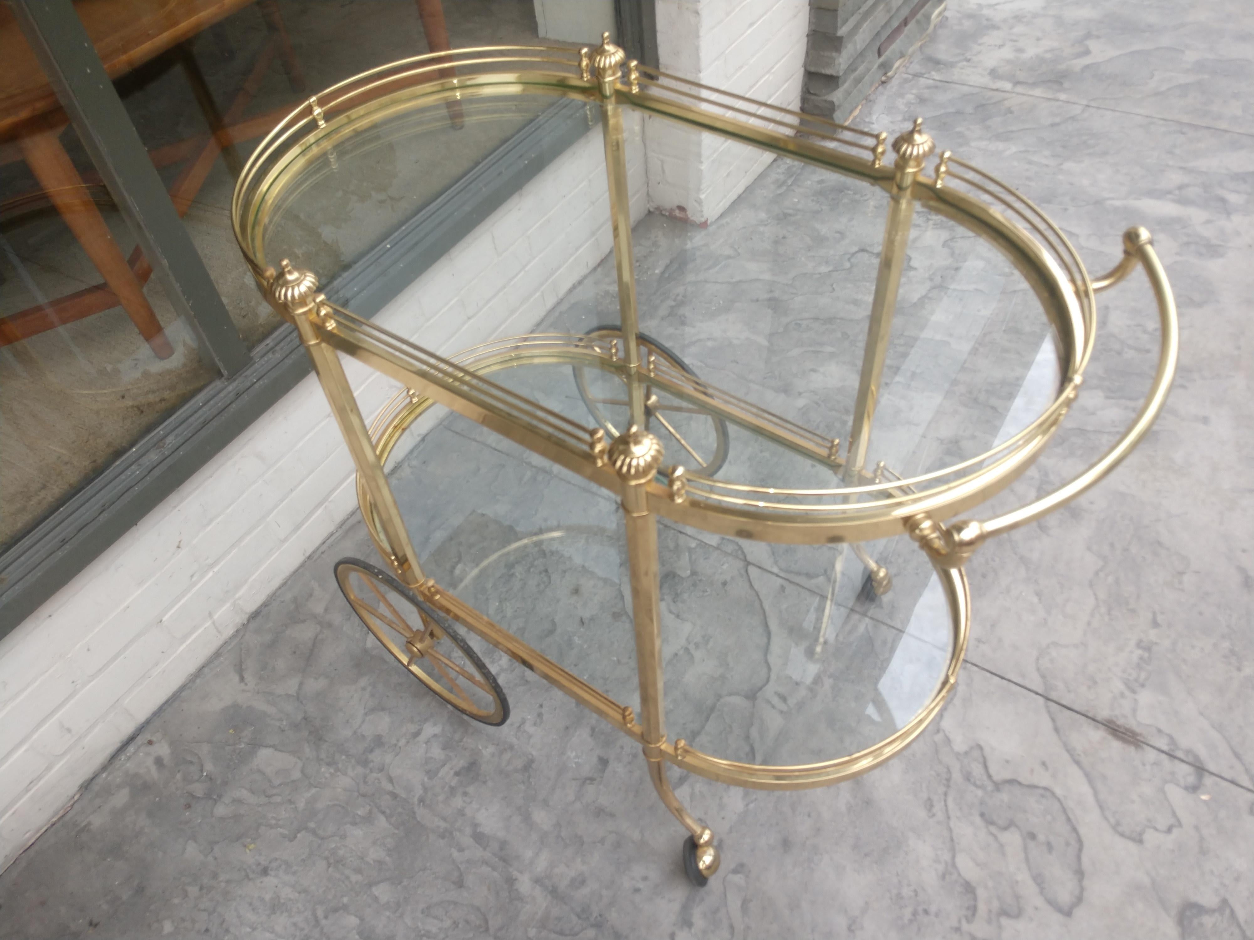 Late 20th Century Mid-Century Modern Sculptural Brass Bar Cart, C 1970