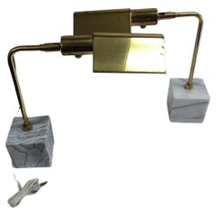 Mid Century Modern Sculptural Brass & Marble Articulated Table Lamps Koch & Lowy