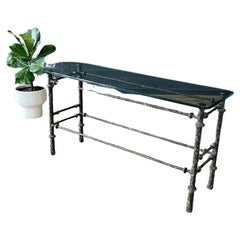Mid-Century Modern Sculptural Bronze Finish Brutalist Console Table