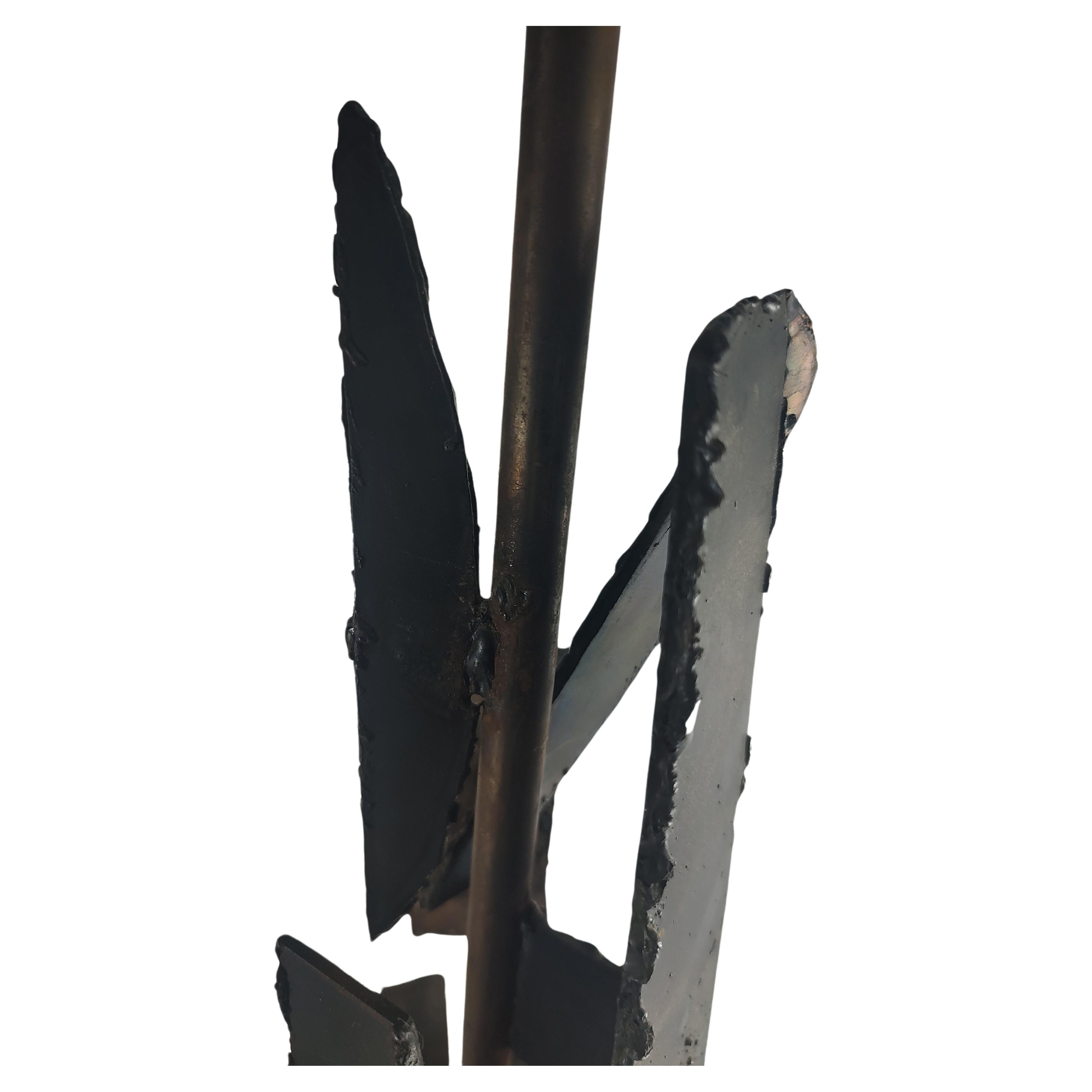 Steel Mid Century Modern Sculptural Brutalist Torch Cut Table Lamp by Laurel Lamp co.