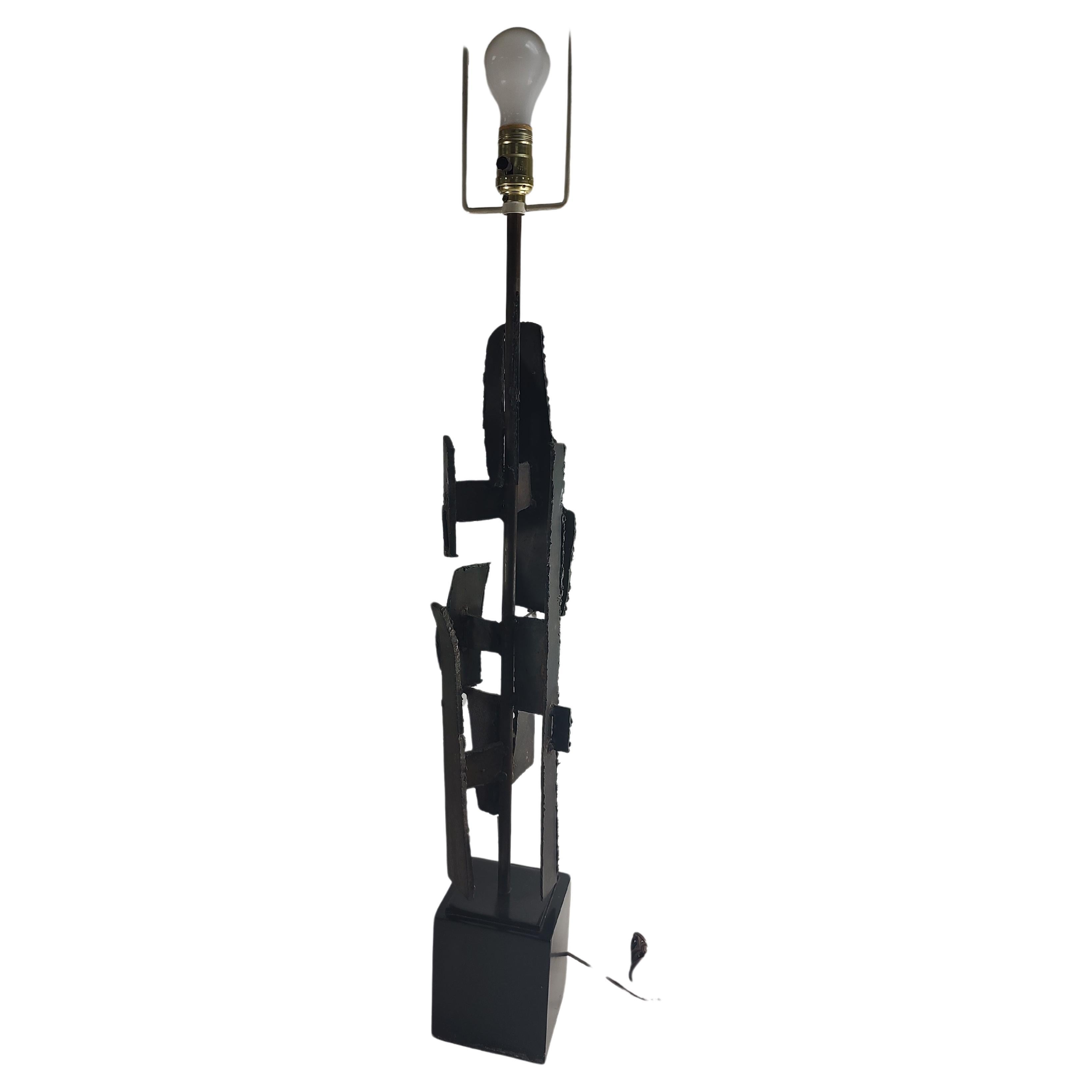 Mid Century Modern Sculptural Brutalist Torch Cut Table Lamp by Laurel Lamp co.