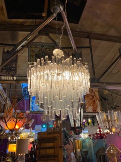 Mid Century Modern Sculptural Camer Murano Glass Multi Tier Prism Chandelier