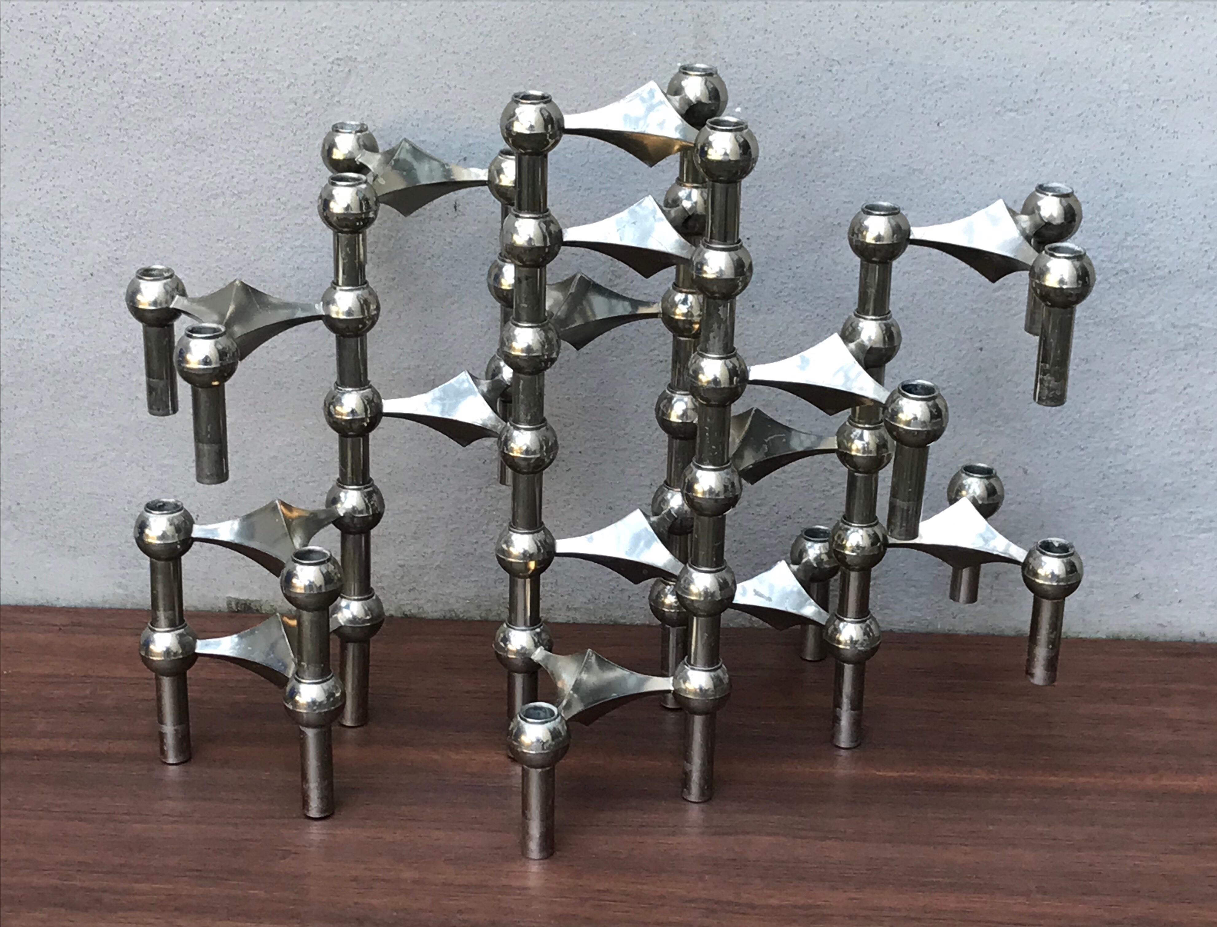 Sculptural candleholder by Nagel, Germany. 16 pieces in total, configure as you wish.