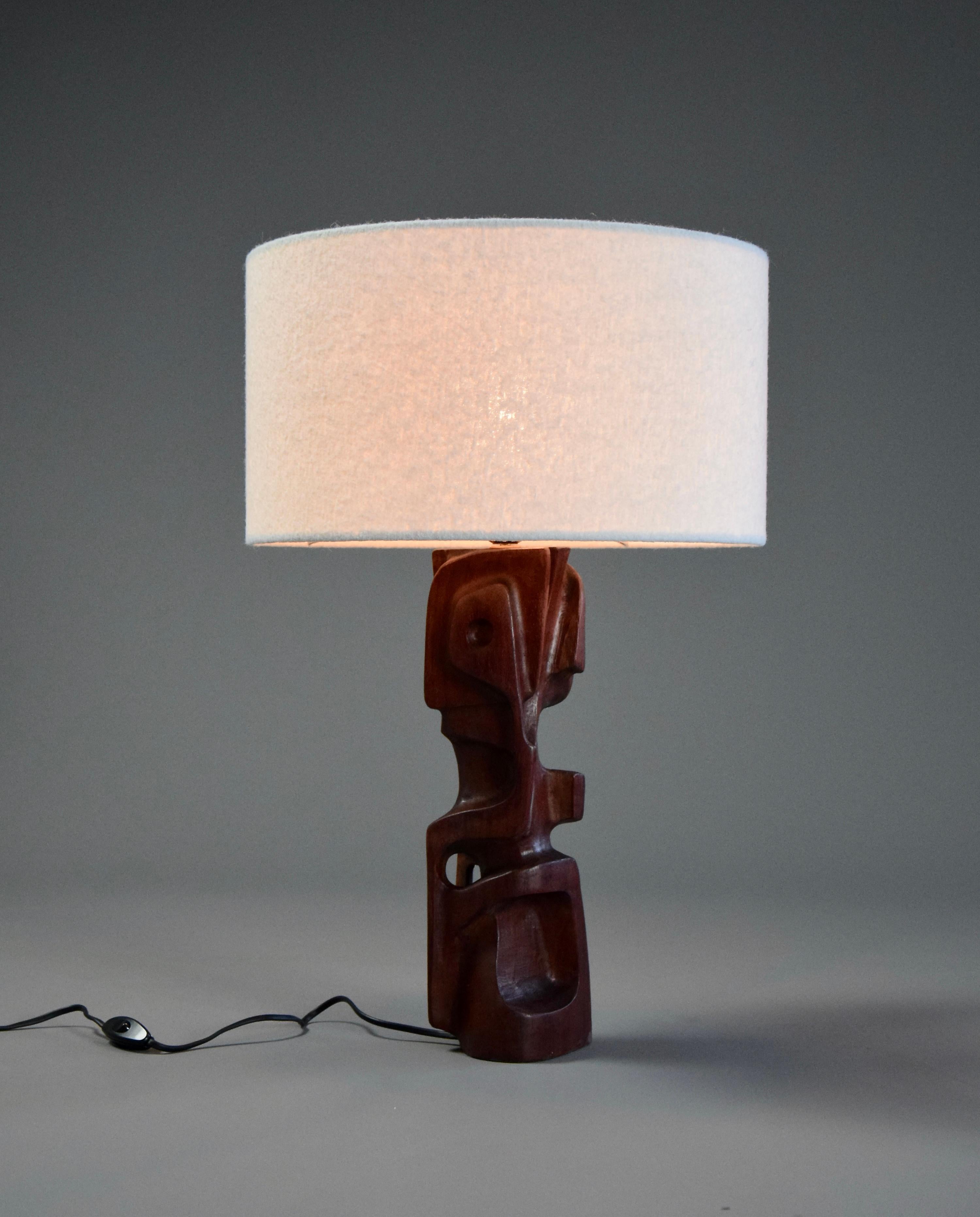 Mid-Century Modern Sculptural Carved Wooden Table Lamps by Gianni Pinna Italy For Sale 5
