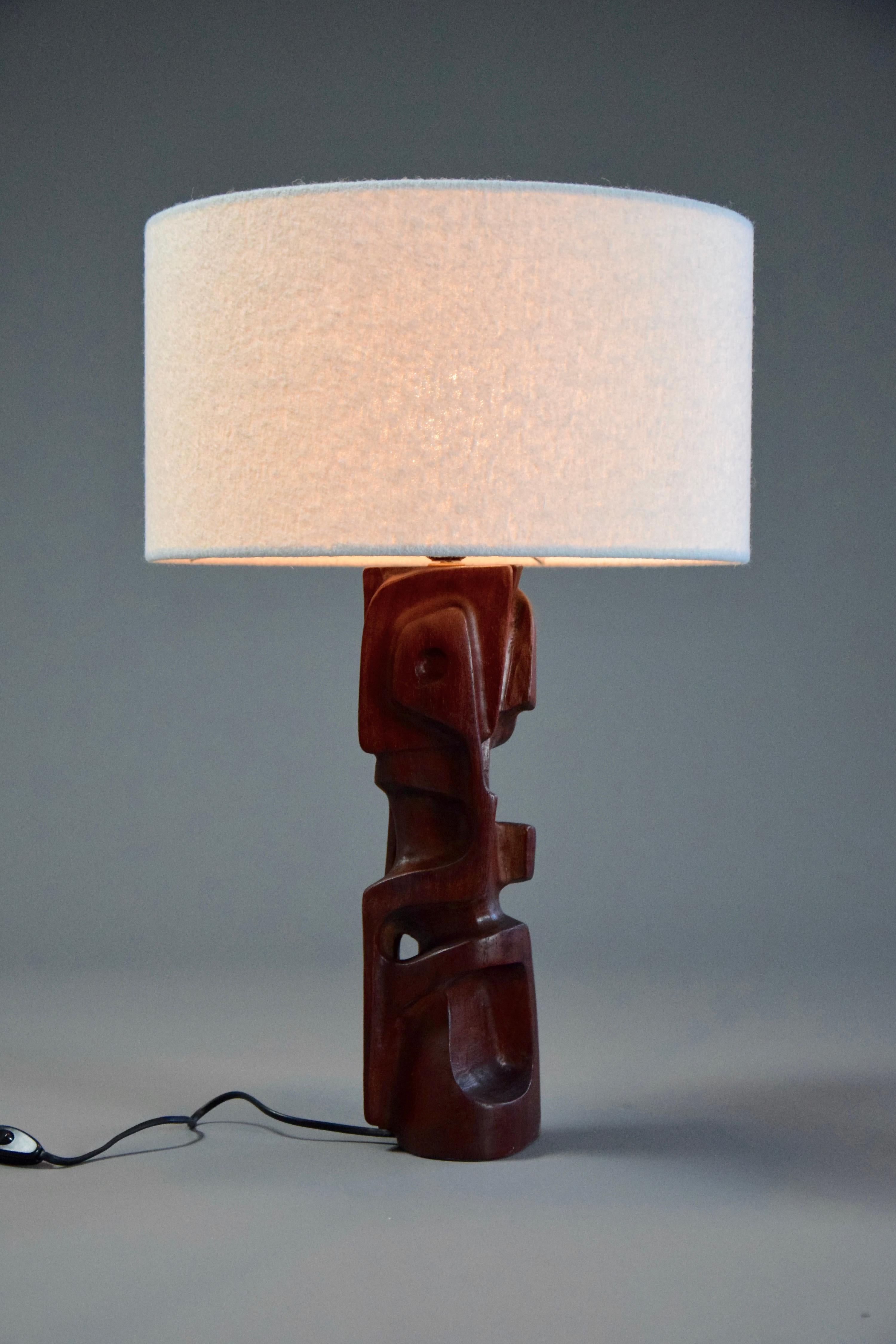 Mid-Century Modern Sculptural Carved Wooden Table Lamps by Gianni Pinna Italy For Sale 7