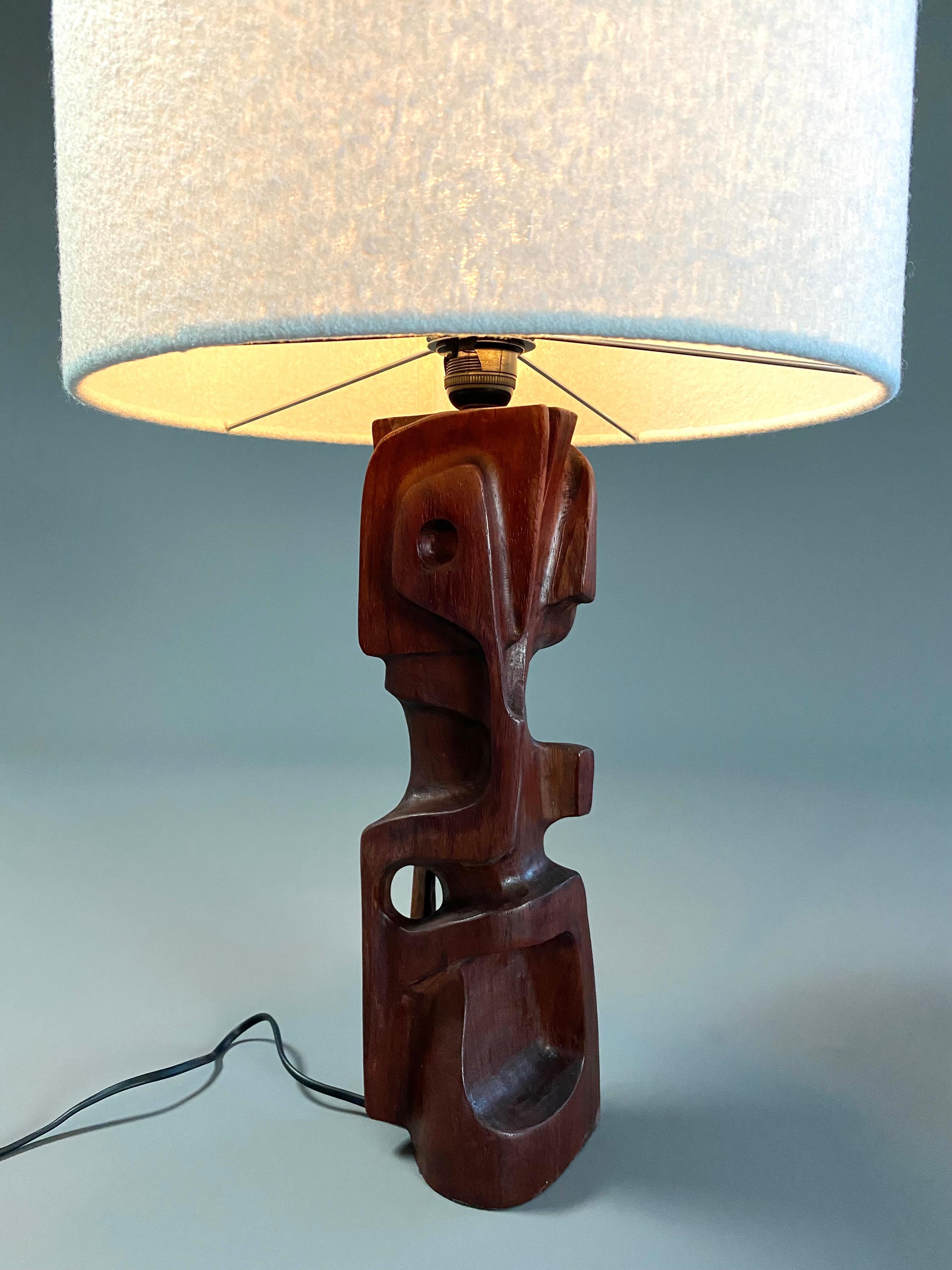 Mid-Century Modern Sculptural Carved Wooden Table Lamps by Gianni Pinna Italy For Sale 12