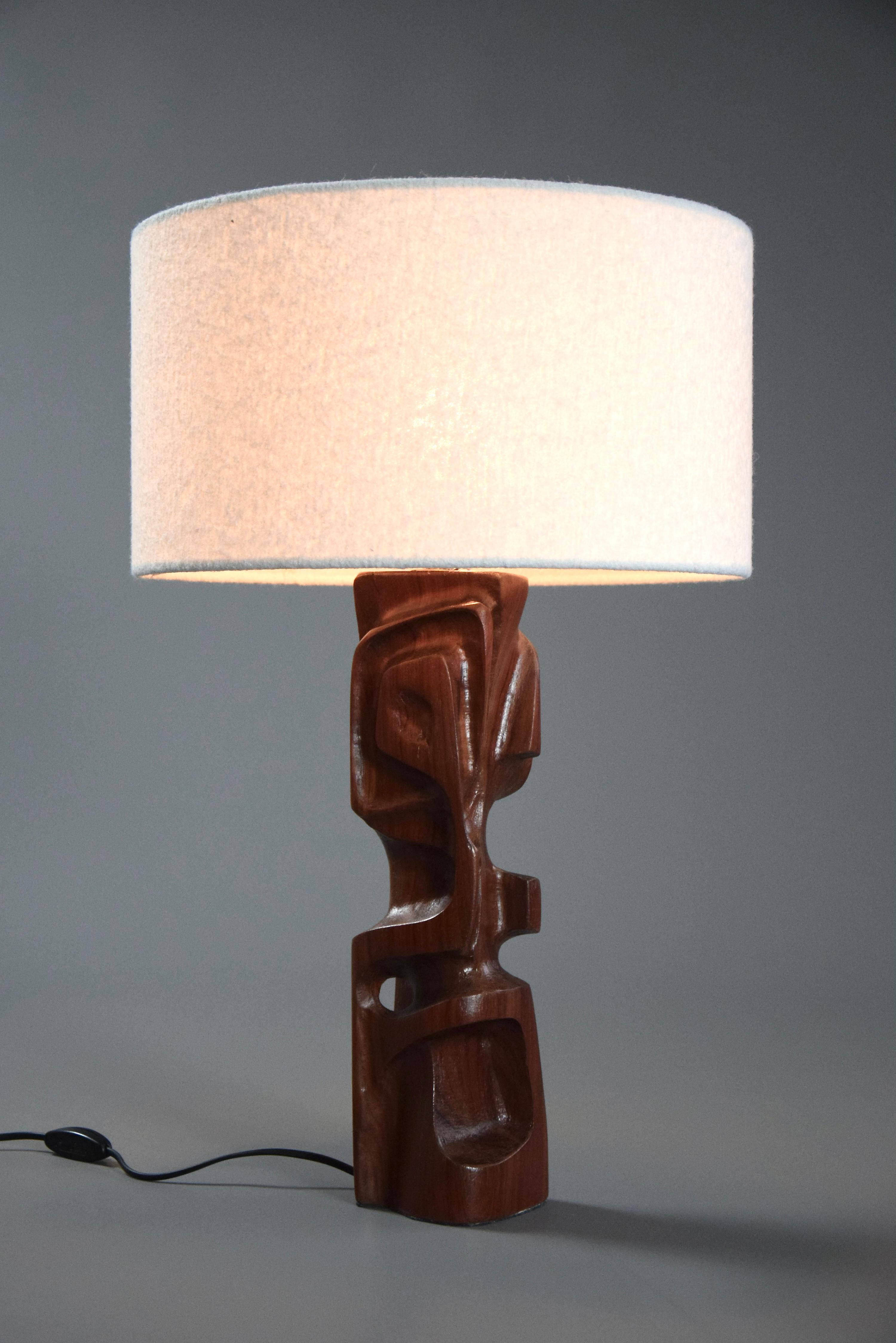 Mid-Century Modern Sculptural Carved Wooden Table Lamps by Gianni Pinna Italy For Sale 1