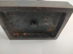 Mid-Century Modern Sculptural Cast Iron Siamese Cat Door Stop with Gold Remnant